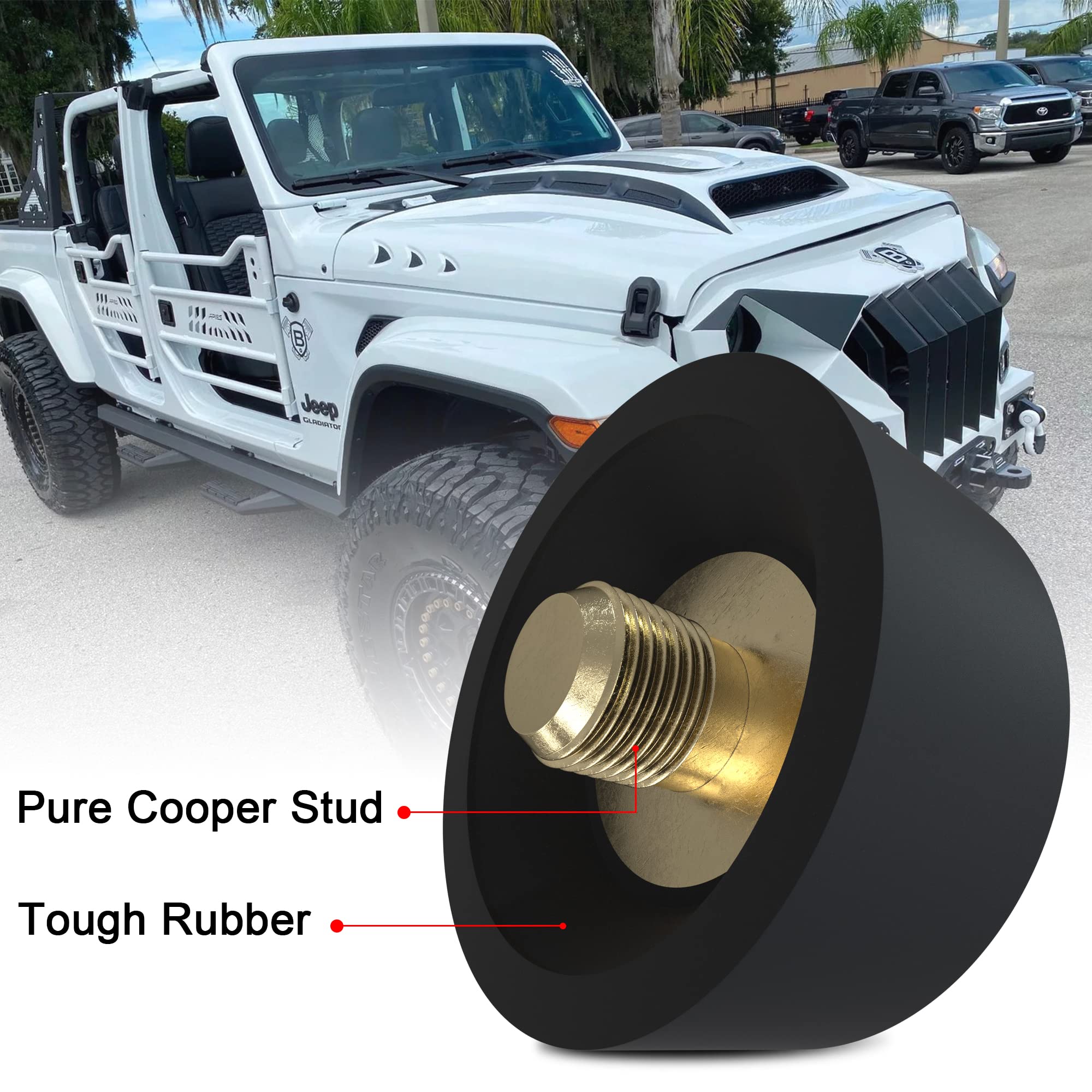 Basiker Antenna Delete Cap Fit For Jeep Wrangle Gladiator Jk Jl Rubicon Sport Unlimited 4Xe Willys Mojave, Car Wash Proof Jeep A