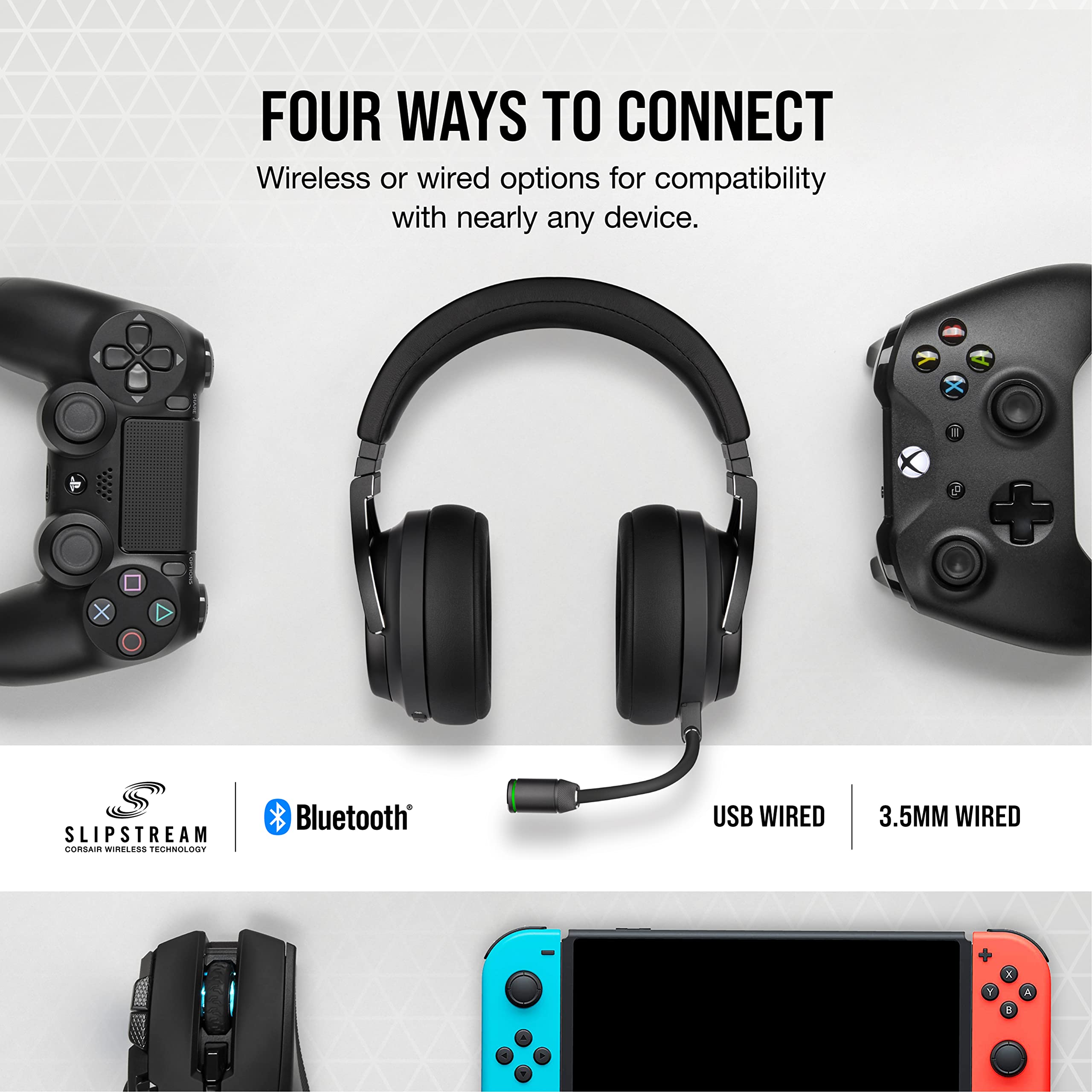 Corsair Virtuoso Rgb Wireless Xt Multiplatform Gaming Headset With Bluetooth - Dolby Atmos - Broadcast Quality Microphone - Icue