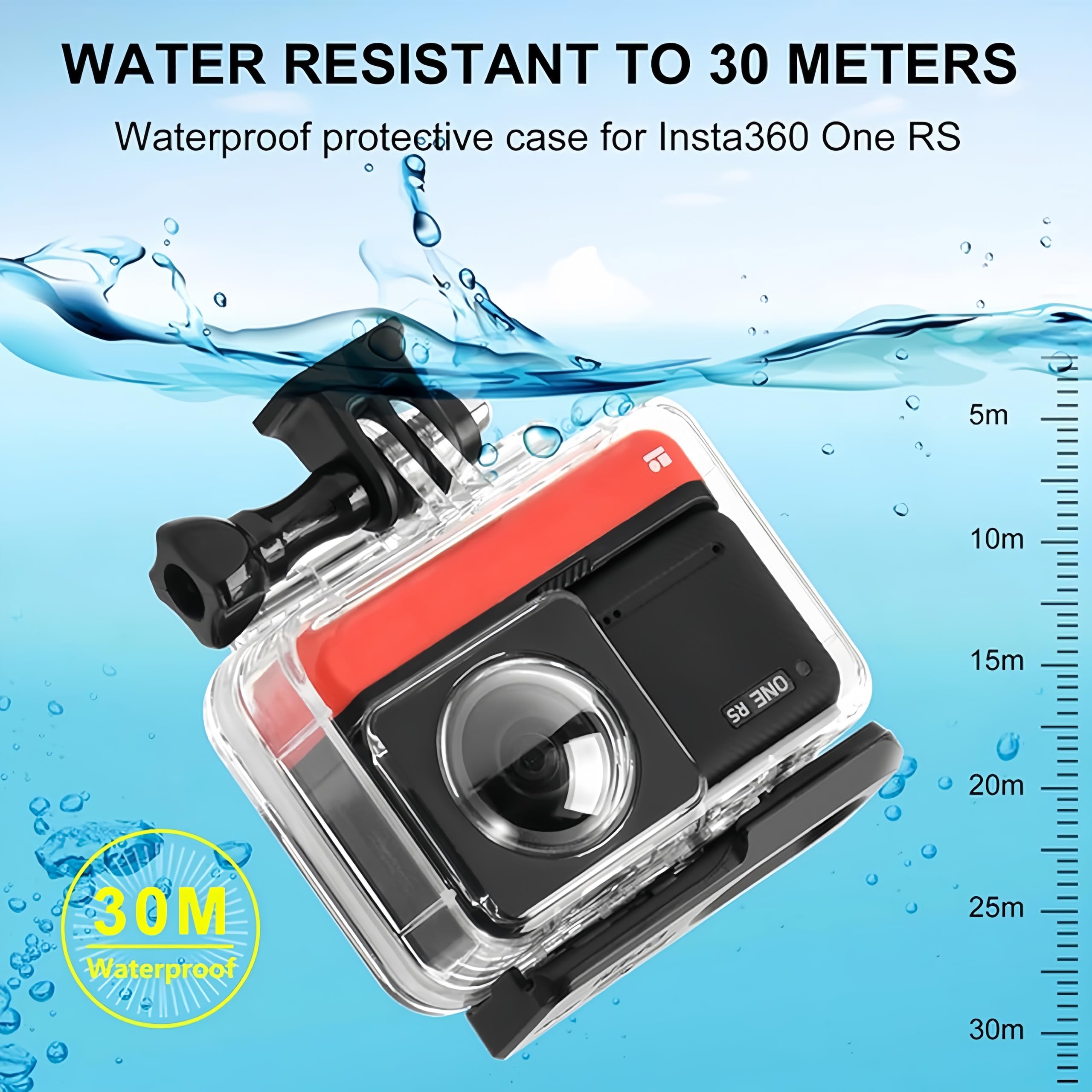 Honlyn Waterproof Housing Case Compatible With Insta360 One Rs 360 Underwater Diving Shell 60M Protective Shell