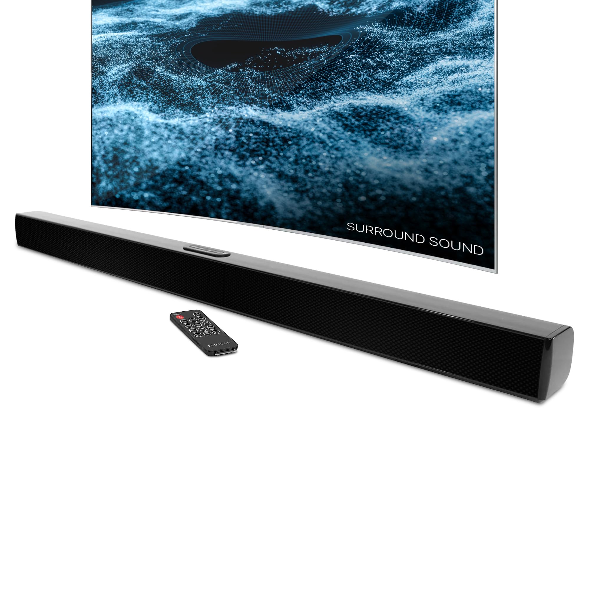 Proscan 37 Inch Bluetooth Speaker, Ultra Slim Sound Bar For Smart Tv With Optical Digital Audio Input, Black