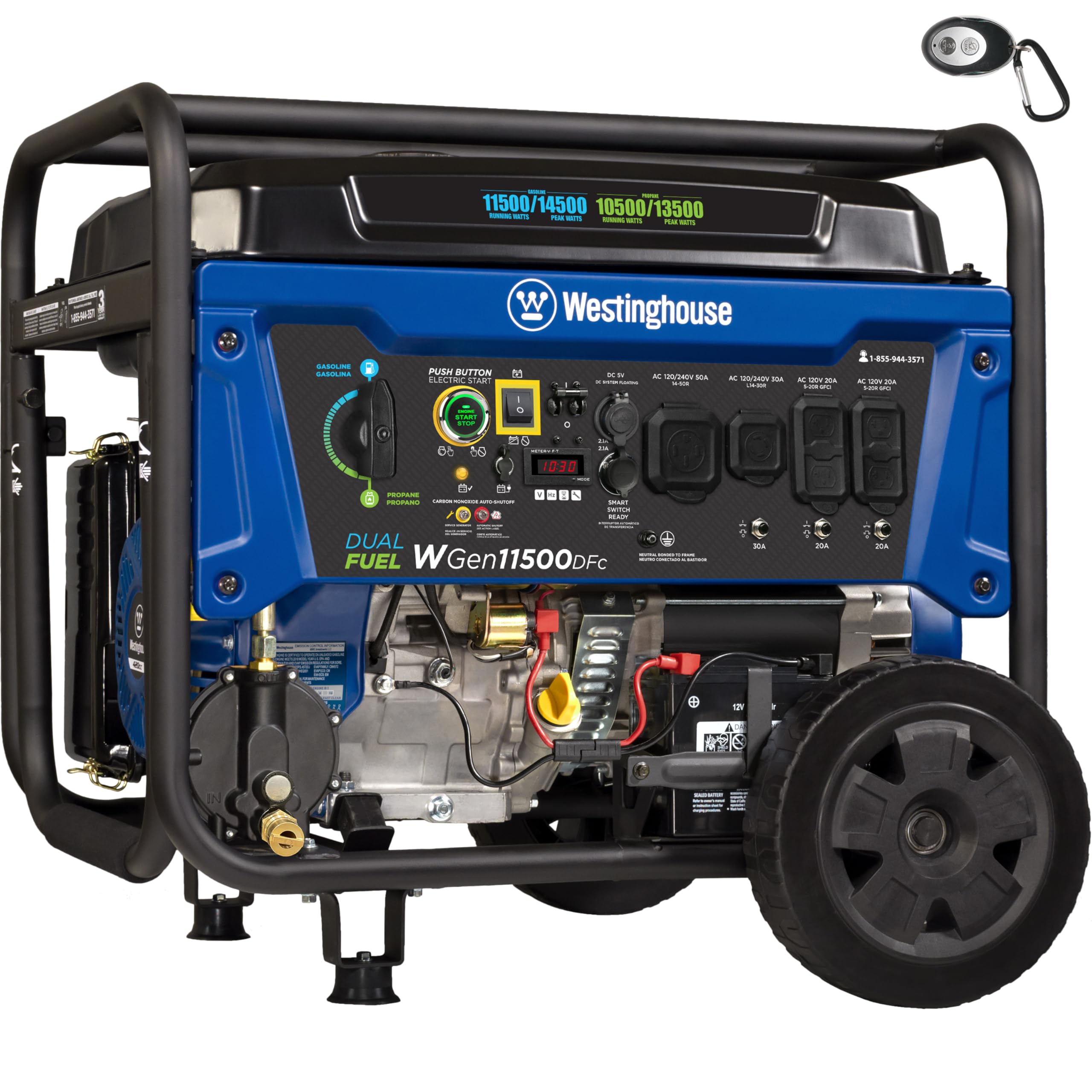 Westinghouse Outdoor Power Equipment 14500 Peak Watt Dual Fuel Home Backup Portable Generator, Remote Electric Start, Transfer S