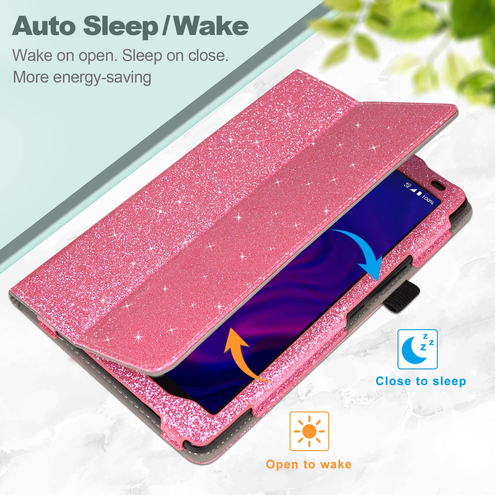 Jkhandy Case For Moxee Tablet 2 8 Inch 2022 Release (Model: Mt T8B22), Folio Pu Leather Stand Cover With Pencil Holder, Glitter