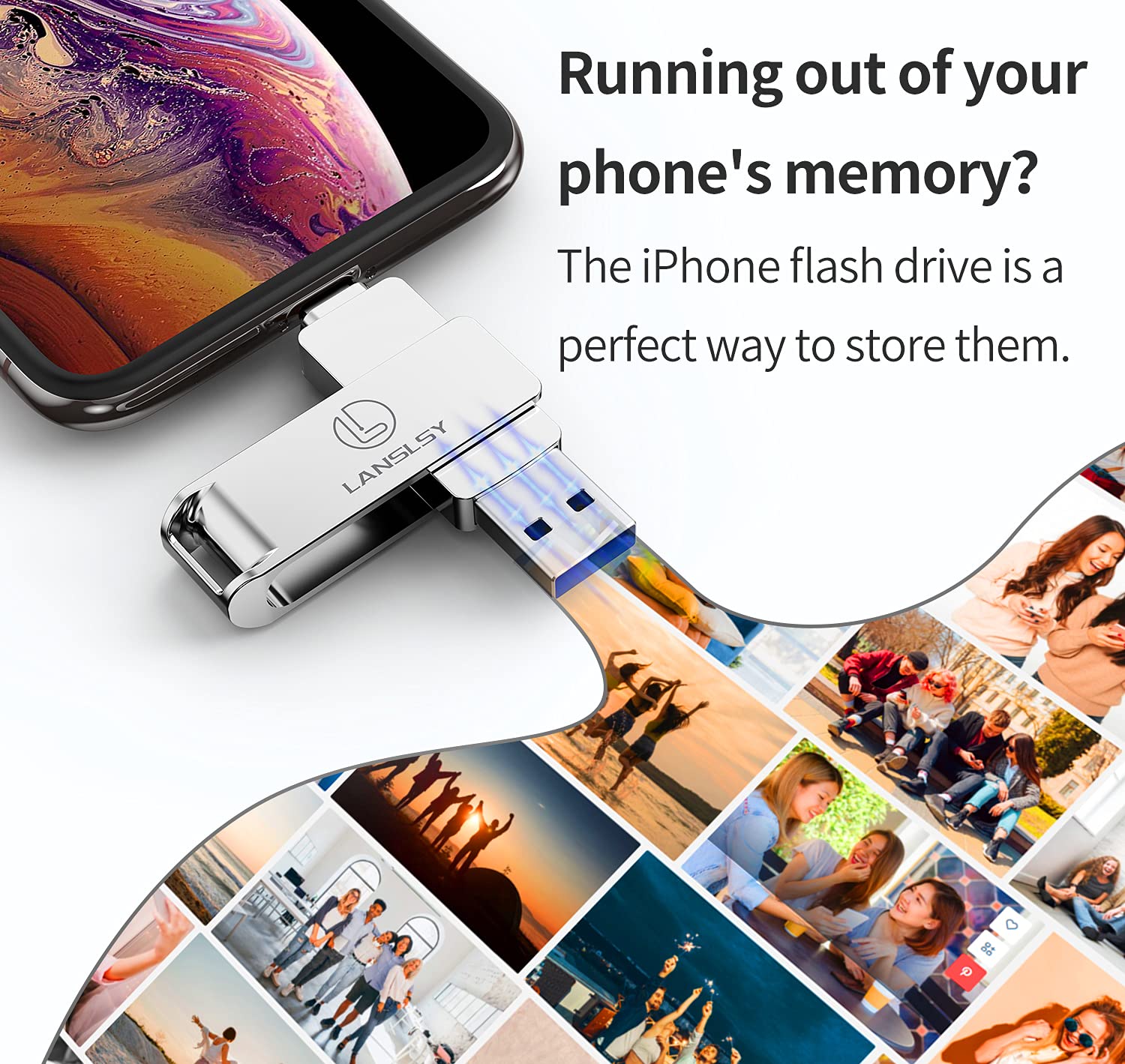 Lanslsy 256Gb Flash Drive For Phone Photo Stick,Phone Flash Drive Usb 3.0 External Storage,3 In 1 Phone Thumb Drive Memory Stick