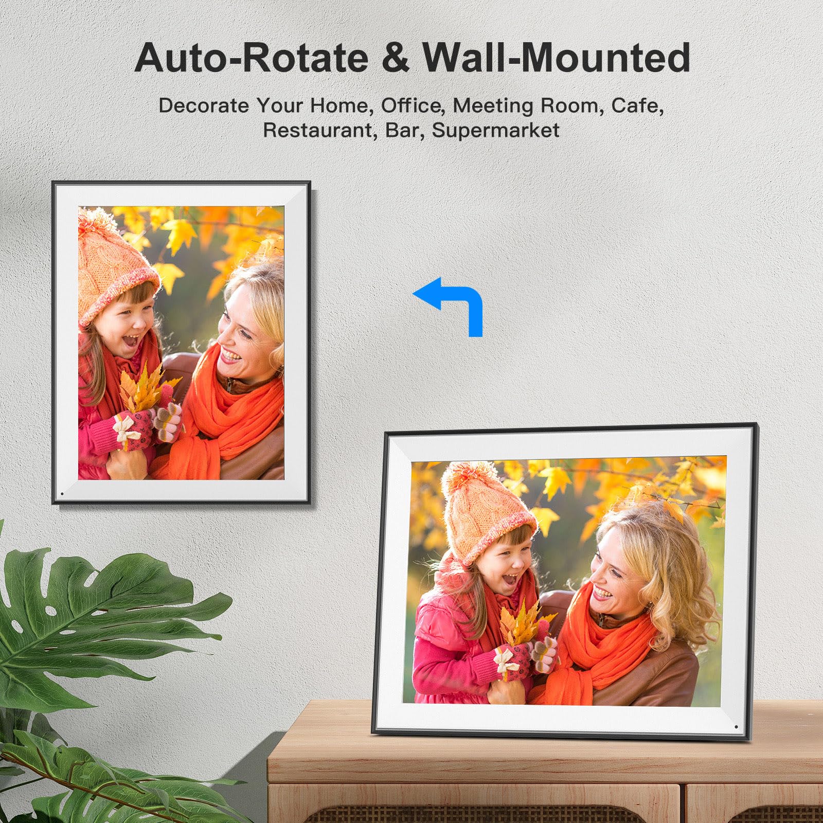 17-Inch Digital Picture Frame Large - 32Gb Digital Photo Frame Wall Mounted, Remote Control, Light Sensor, Full Functions, Share