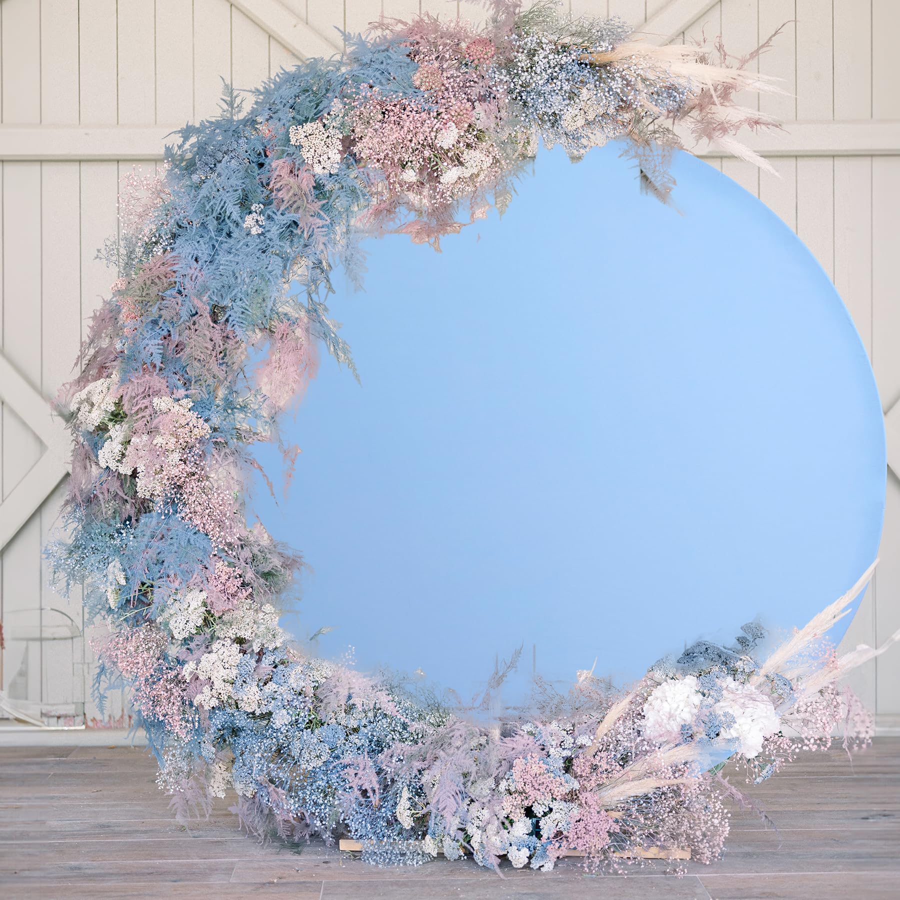 6.5Ft Baby Blue Round Backdrop Cover For 6.5Ft / 6.6Ft Circle Stand, Wrinkle Free Stretchy Circle Arch Round Backdrop Cover For
