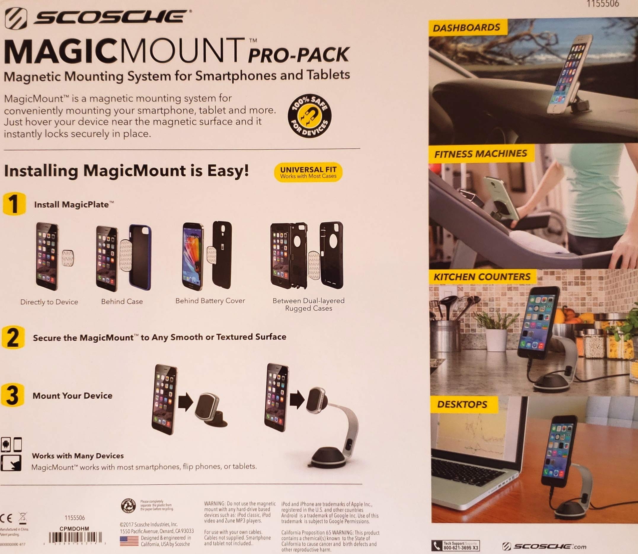 SCOSCHE MagicMount Pro Pack Universal Fit Magnetic Mounting System for Smartphones and Tablets