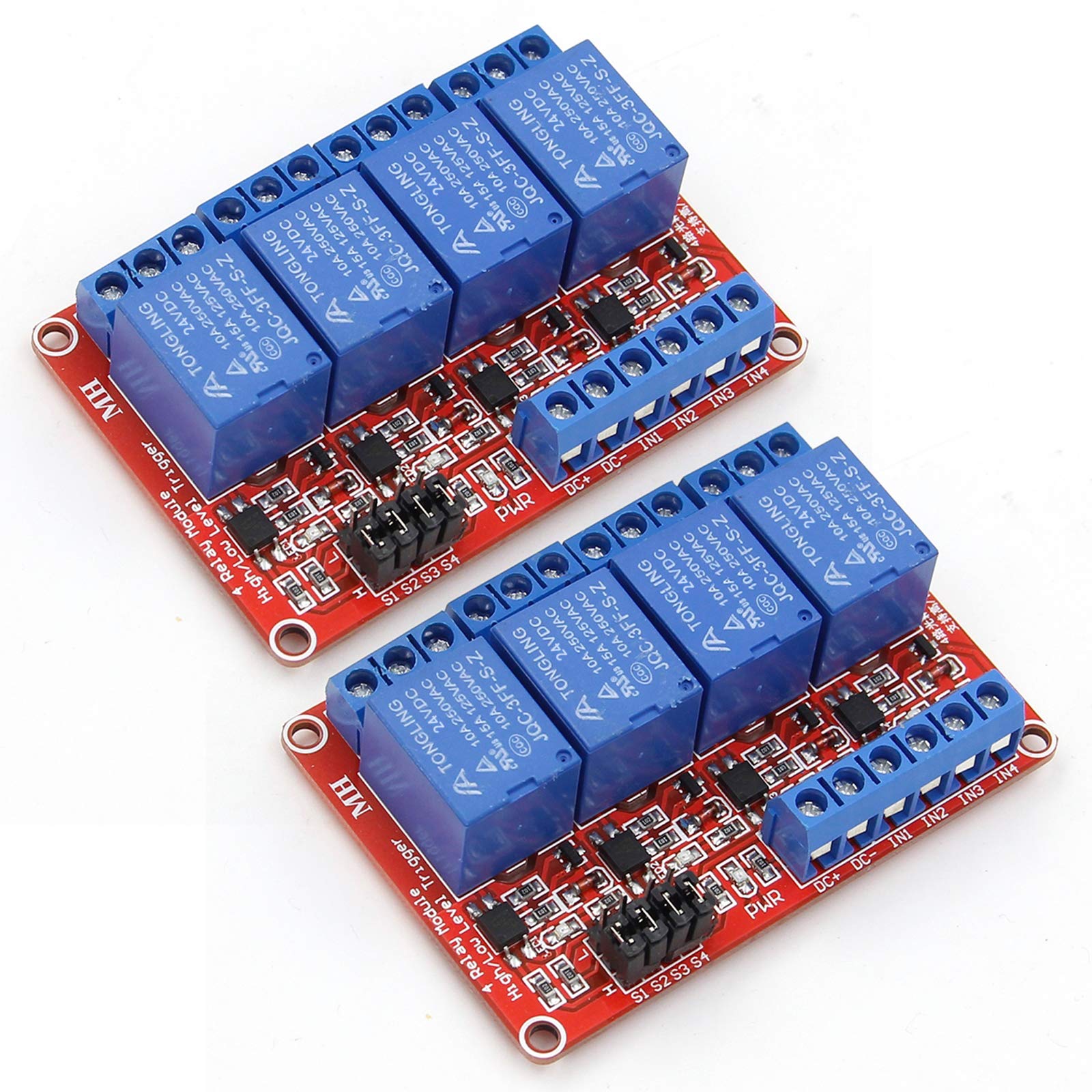 Anmbest 2Pcs 4 Channel 24V Relay Module With Optocoupler High Or Low Level Trigger Expansion Board For Raspberry Pi Arduino