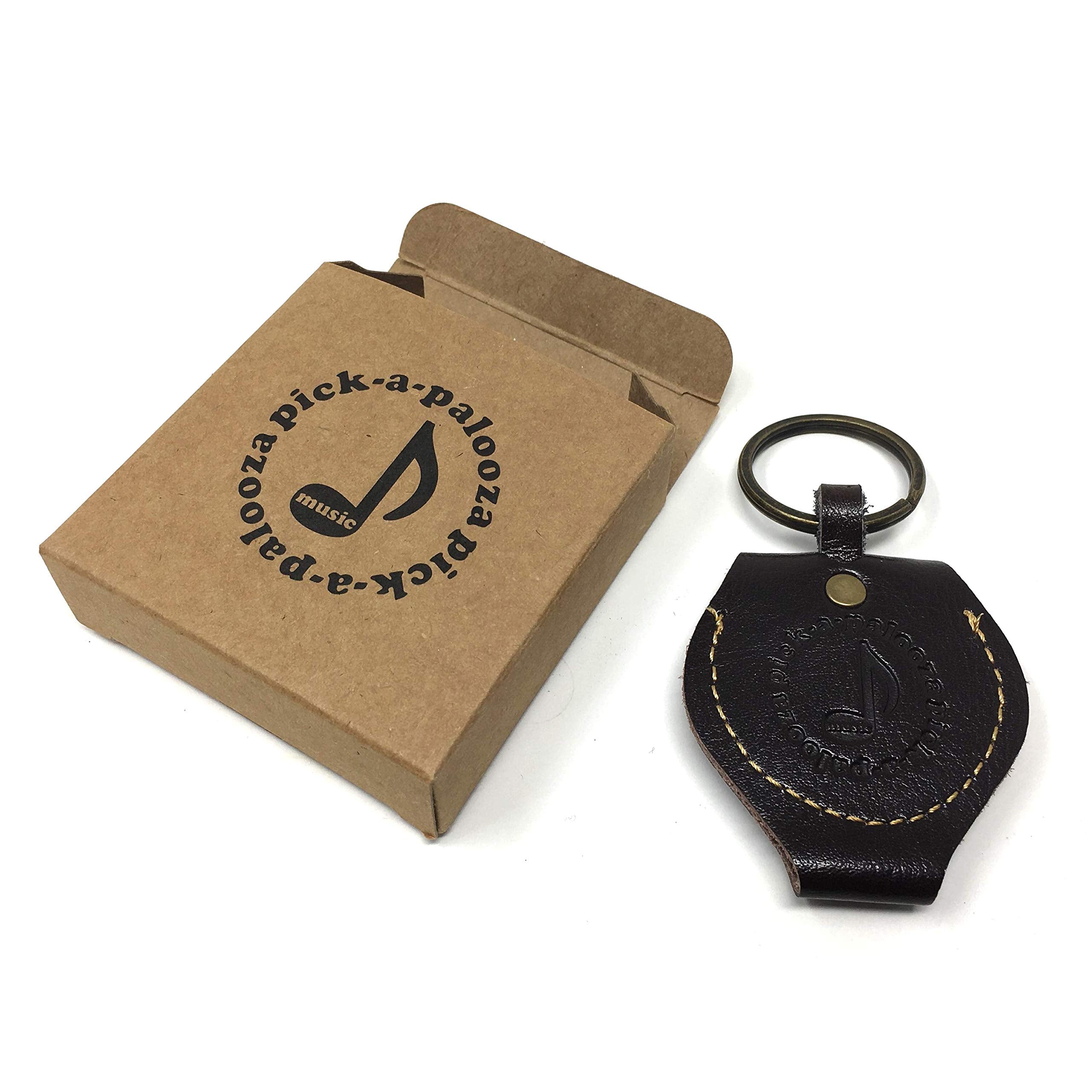 PickAPalooza Diy Guitar Pick Punch Leather Key Chain Pick Holder  Brown