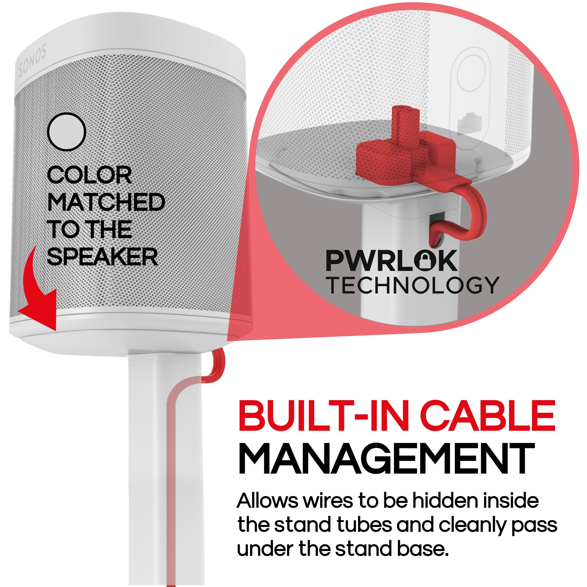 One / Era100 Floor Stand Twin Pack (2Pcs), White | Compatible With Sonos One, Play:1, One Gen 2, One Sl | Future Proof Design Al