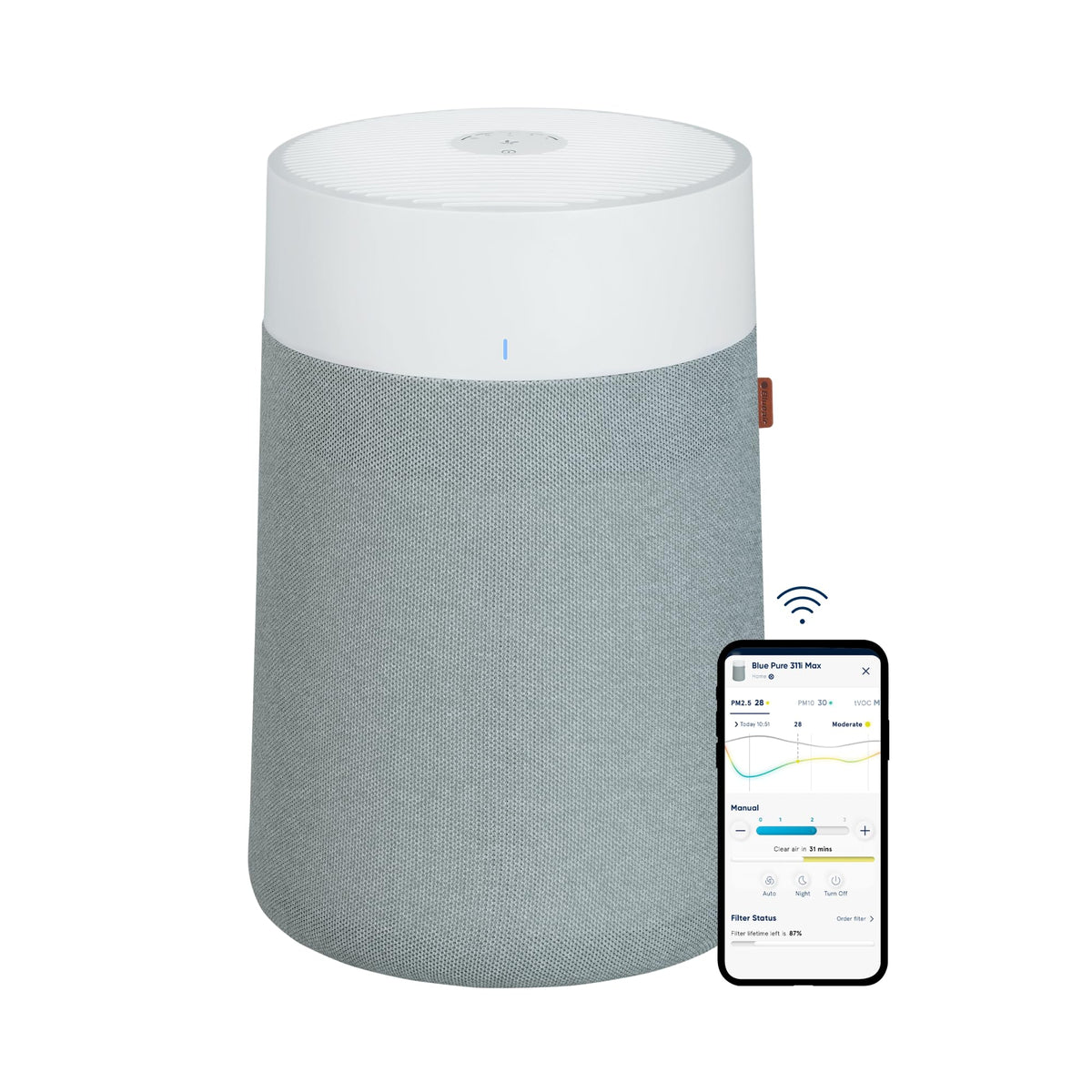 Blueair Air Purifiers For Medium Rooms, Bedroom, Kitchen, Cleans 1,858 Sqft In One Hour, Hepasilent Smart Air Cleaner For Home,
