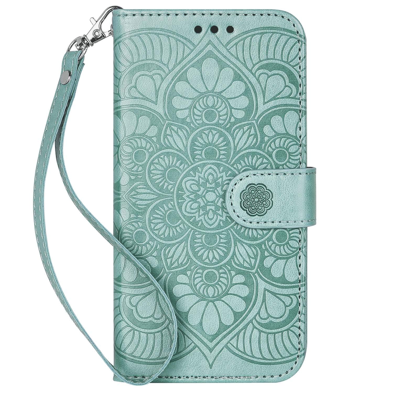 Ateeky Iphone Xr Wallet Case, Mandala Flower Pattern,[Stand Feature] Protective Pu Leather Flip Cover With Credit Card Slot[Side