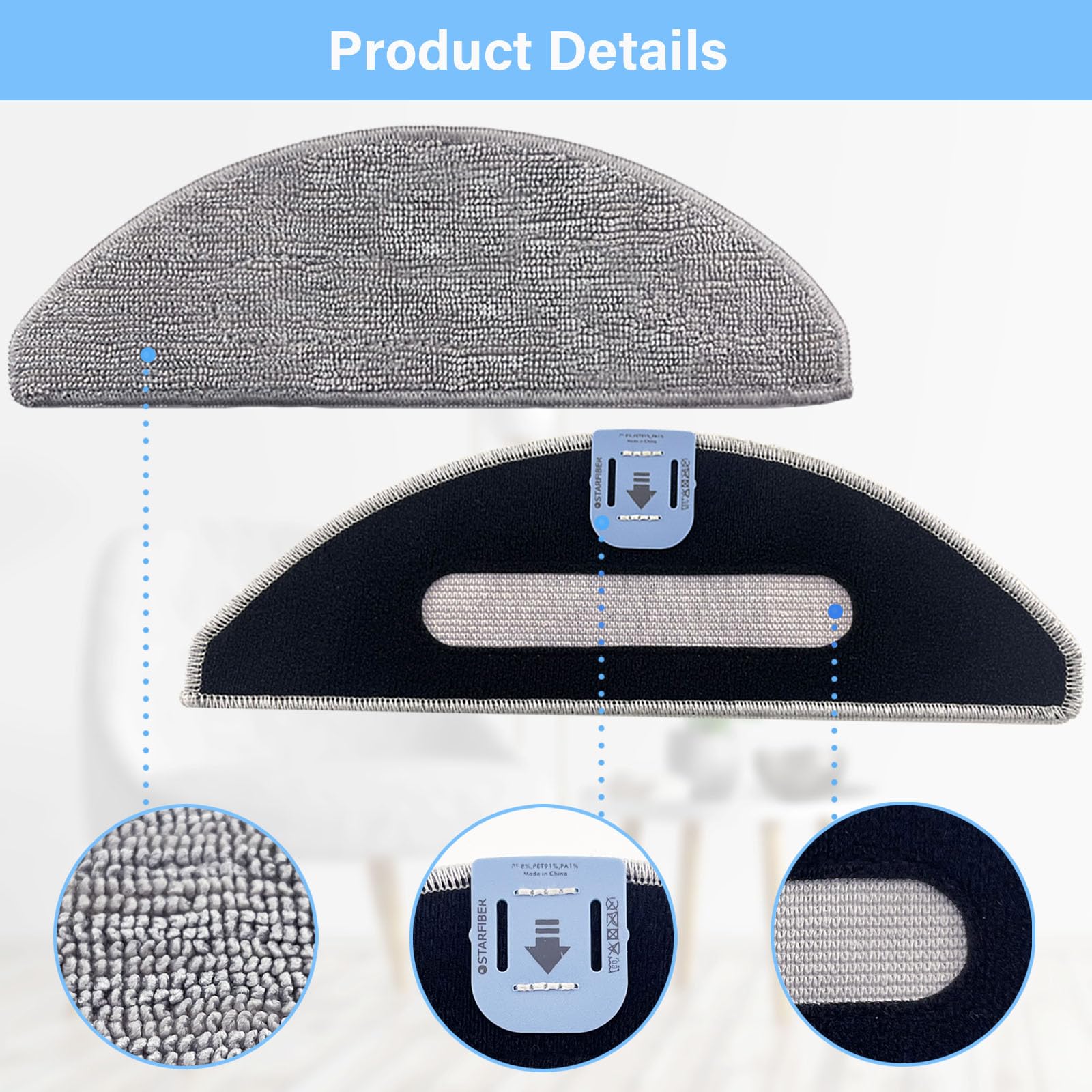 8 Pack I5 Replacement Mop Pads Compatible For Irobot Roomba Combo I5, I5+, J5, J5+ Robot Vacuum Cleaner Mop, 8 Pack Washable And