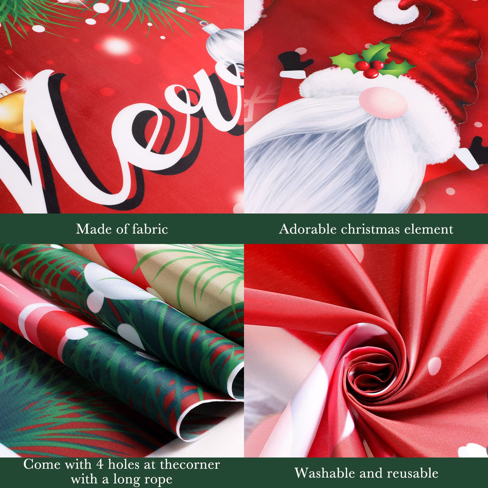 Merry Christmas Party Backdrop Decorations Large Fabric Red Xmas Gnome Banner Photo Booth Background For Christmas Winter Holida