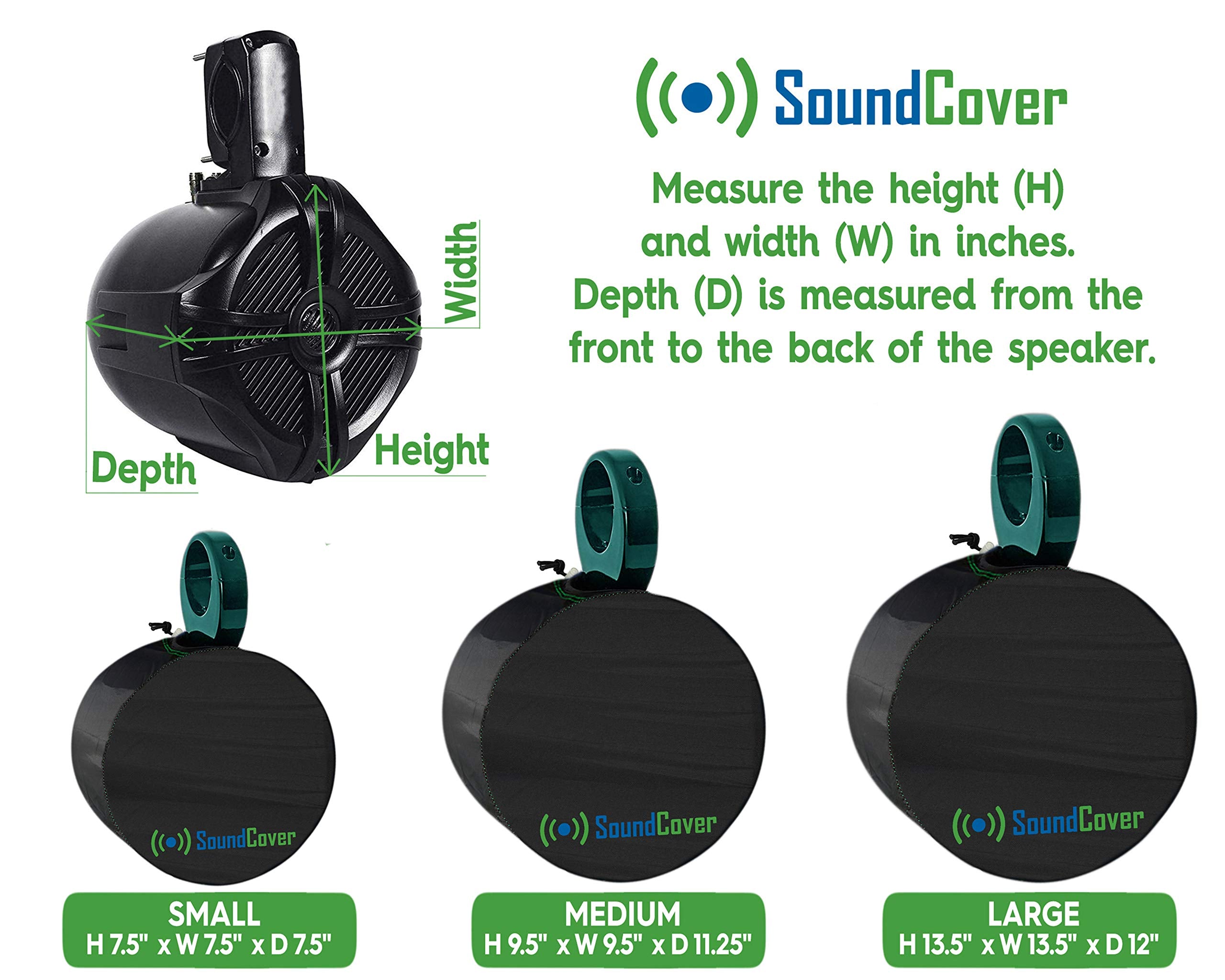 Two Medium Marine Speaker Covers   6.5'' Round & 6X9 Oval Wakeboard Tower Pod   Cover Size: H 9.5'' X W 9.5'' X D 11.25''   Fits