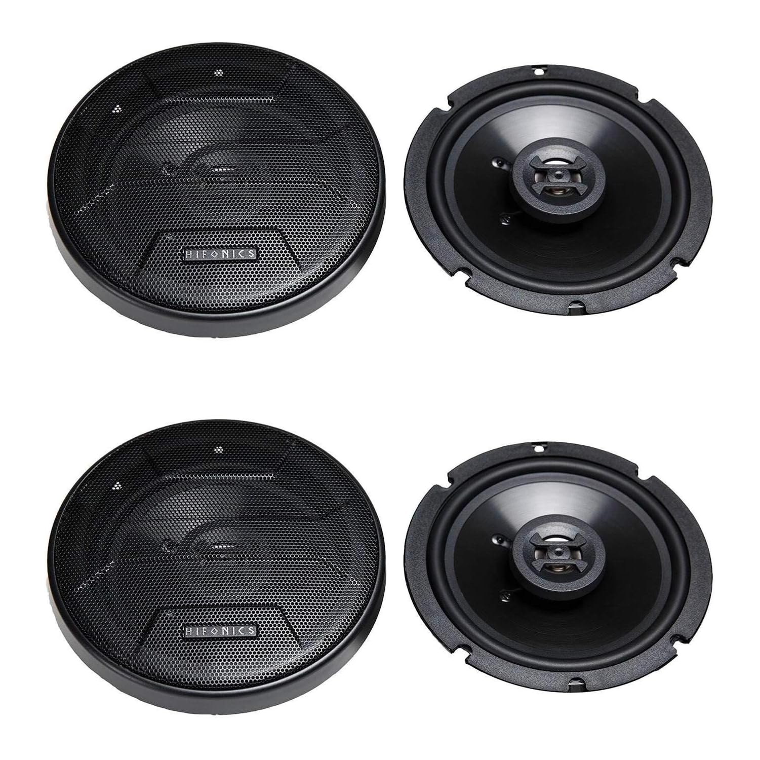 Hifonics Zeus 6.5 Inch Shallow Speakers, 3 Way 300 Watt Coaxial Car Speakers, 2 Pair