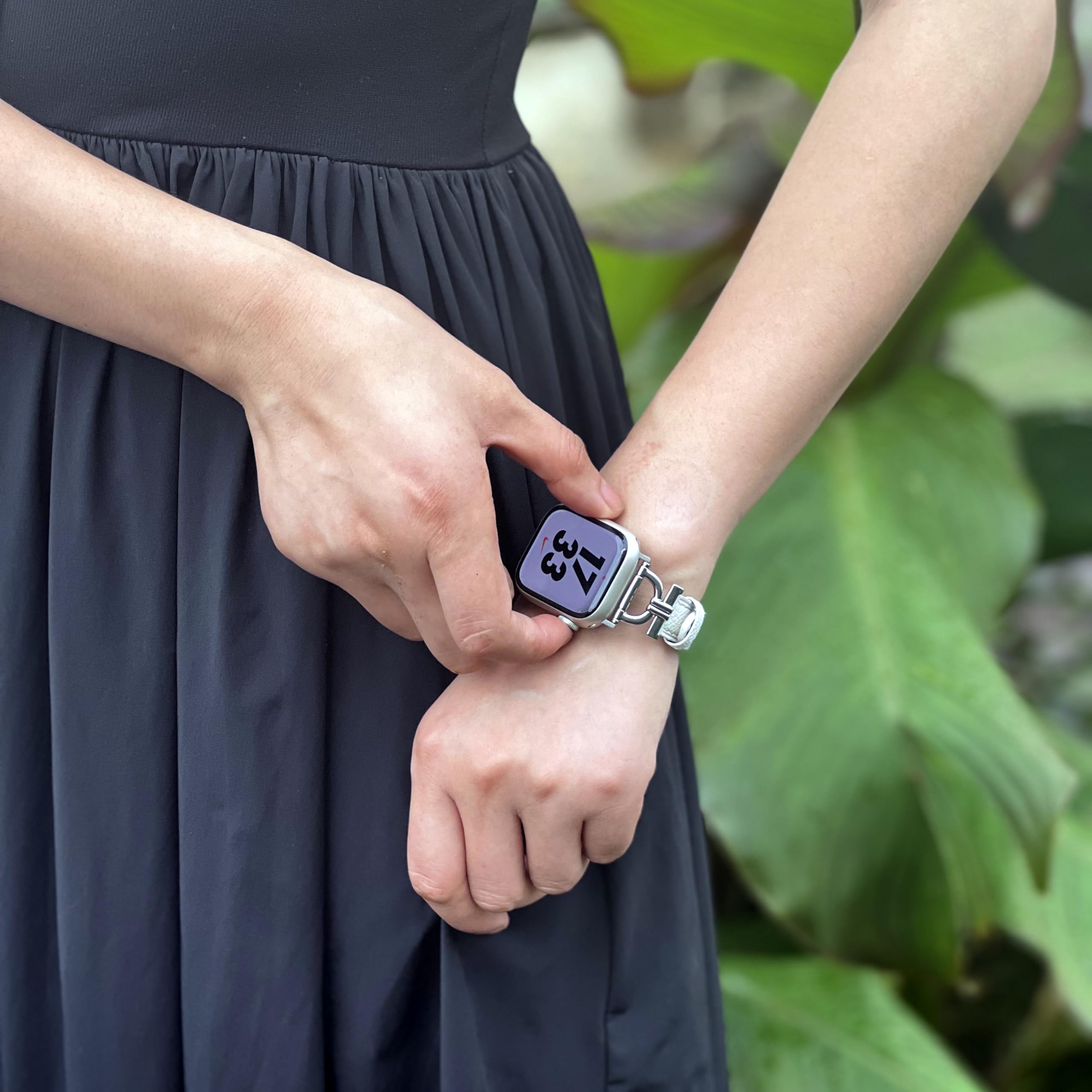 Osber Genuine Leather Band Compatible With Apple Watch Women 42Mm 44Mm 45Mm 46Mm(2024 Series 10) 49Mm(Ultra 2/1), Designer Slim