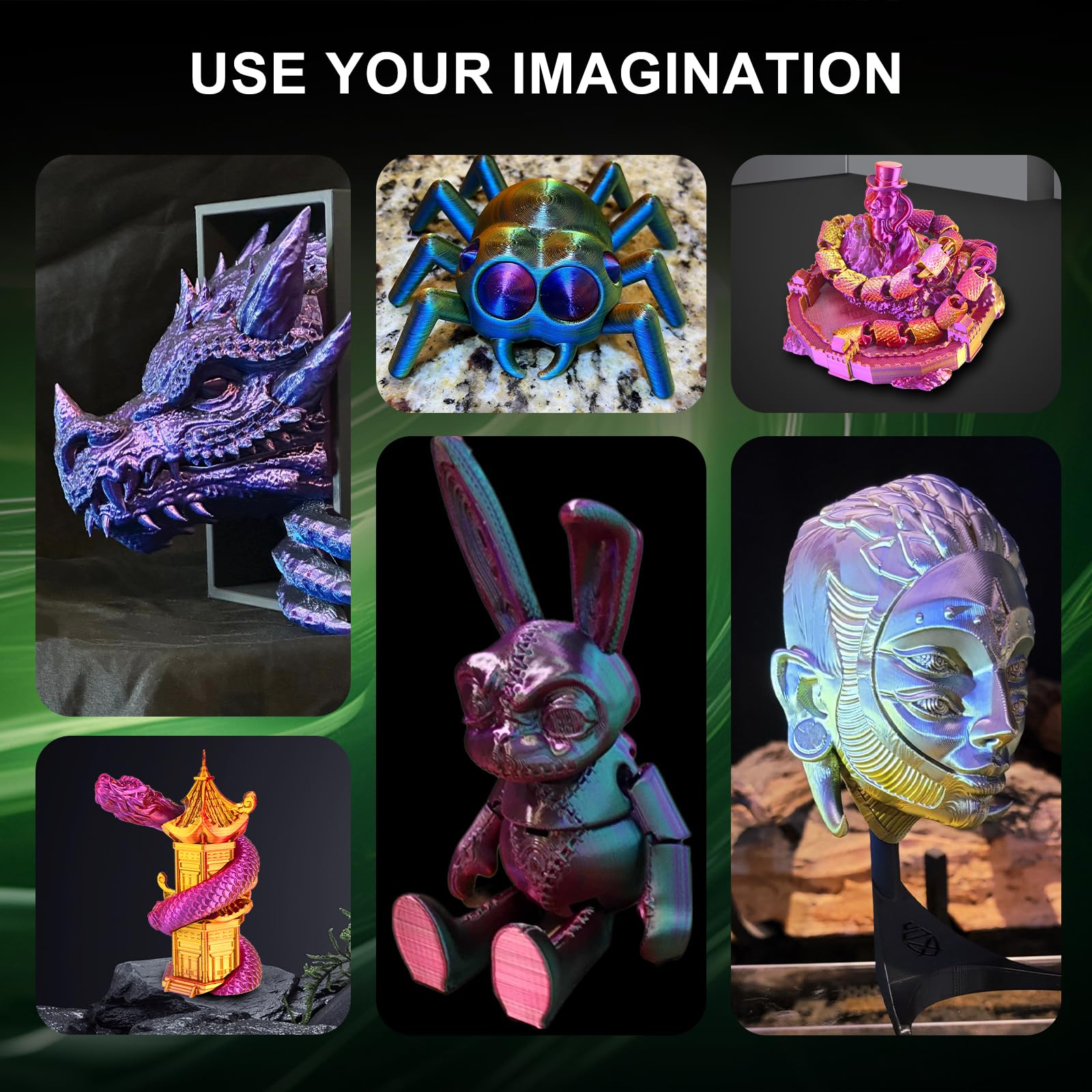 Eryone Silk Tri Color Coextrusion Pla Filament,3D Printer 1.75Mm,+/ 0.03Mm, Triple Color Filament 1Kg(2.2Lbs), Silk Red,Gold And