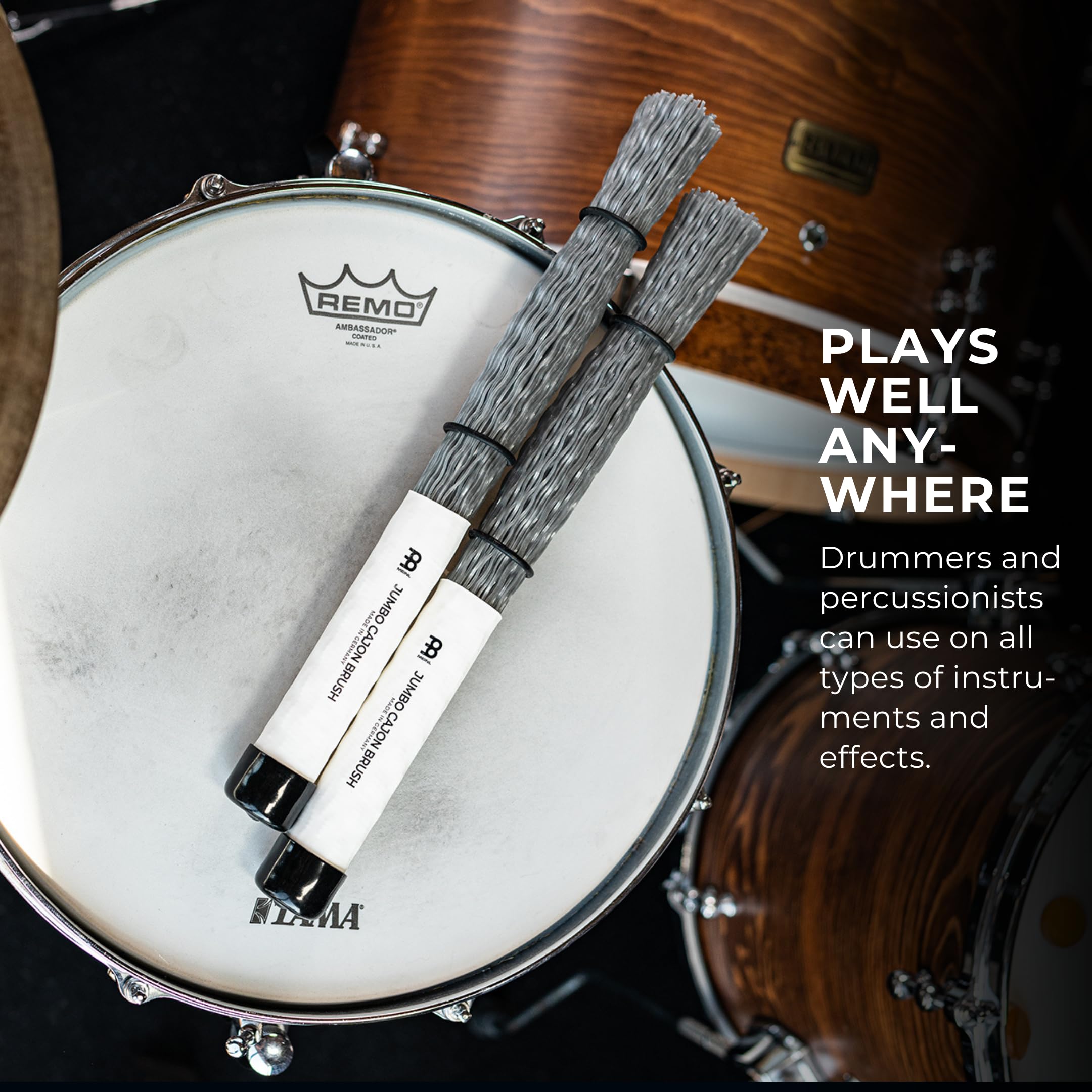 Meinl Stick & Brush Jumbo Cajon Brush With Nylon Dowels & Adjustable Rings Made In Germany, Gray, (Sb306)