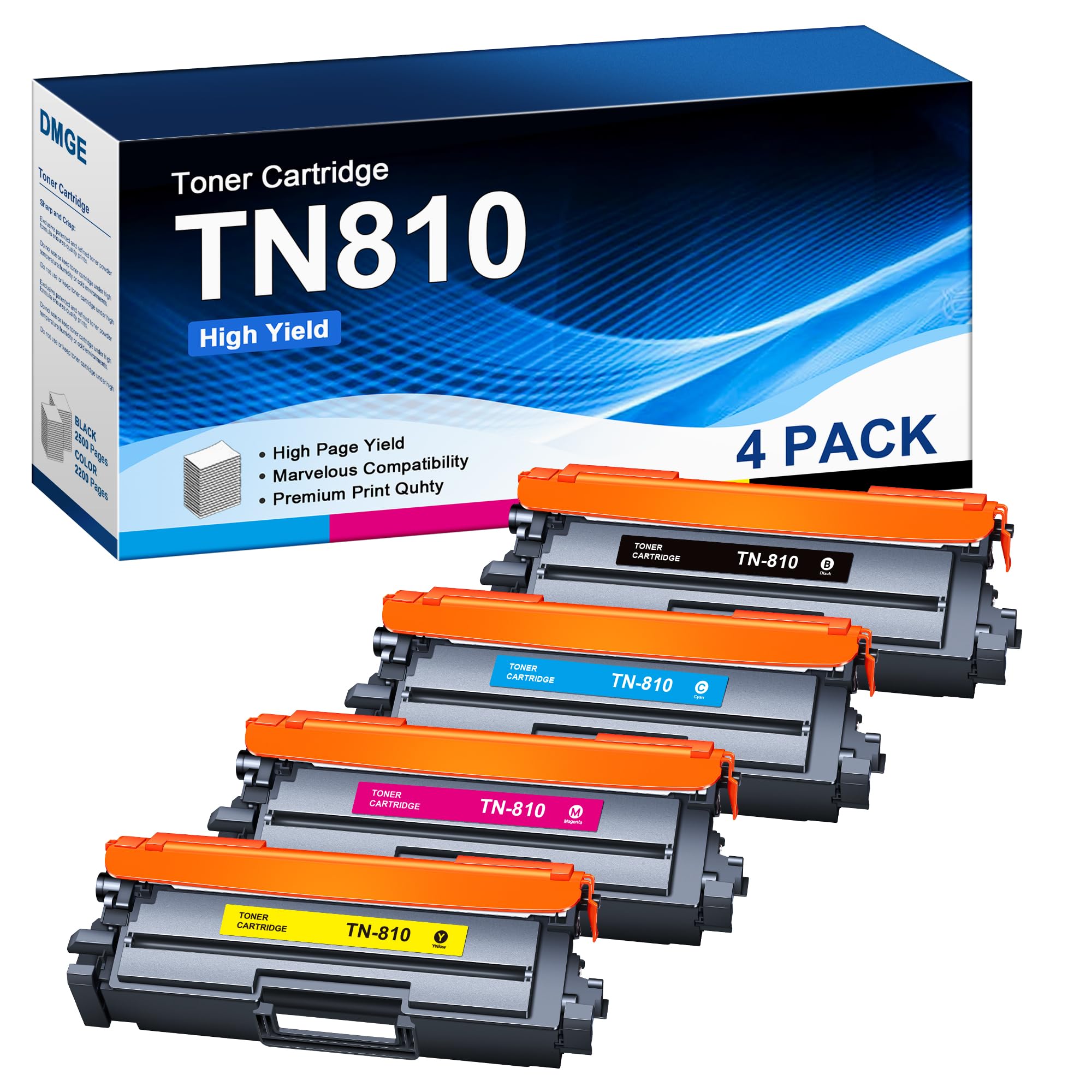 Tn810 Tn810Xl Toner Cartridges   Standard Yield 4 Pack Replacement For Brother Tn810Xl Toner Tn810 Toner Compatible For Brother