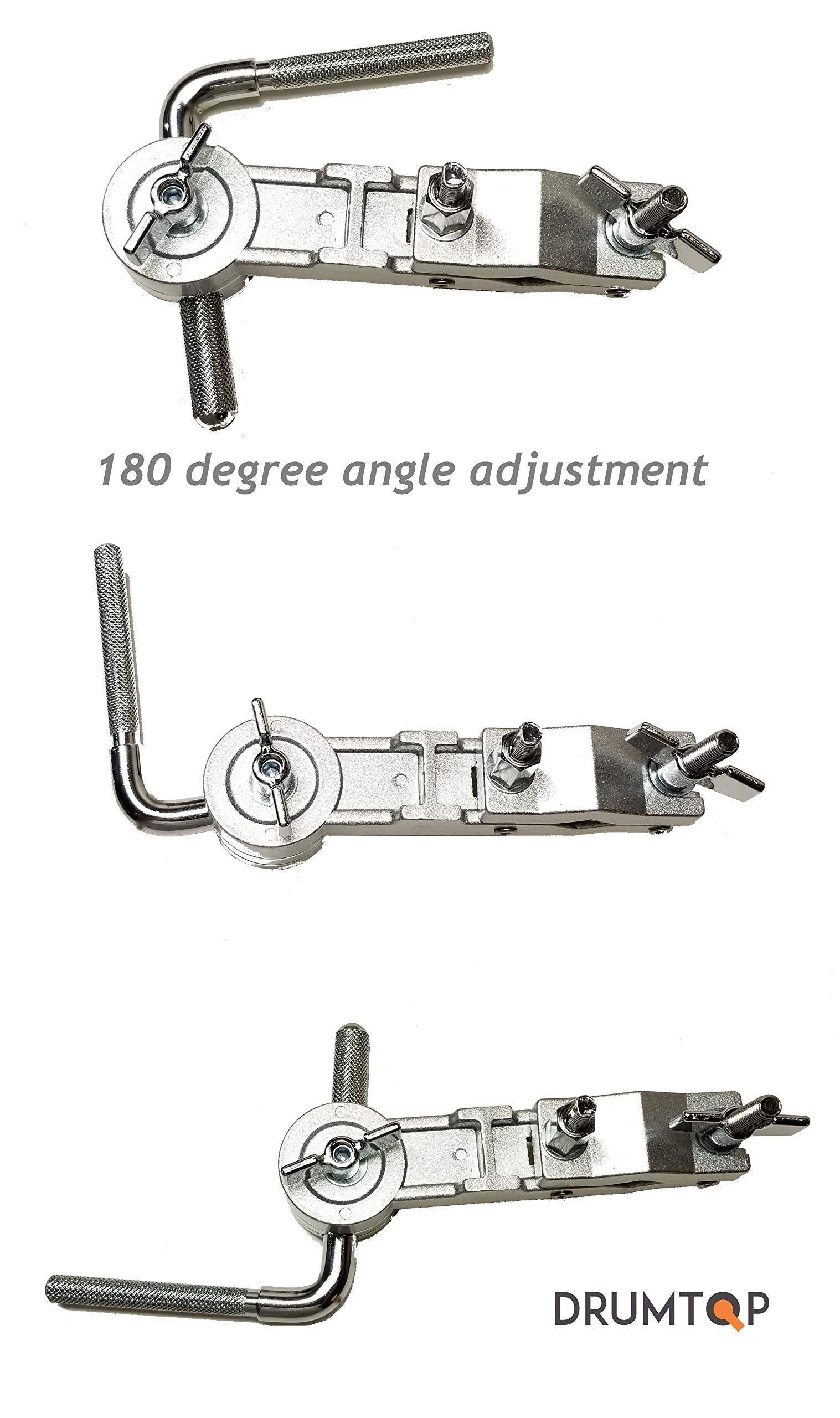Deizang Cowbell Mount with L-Rod - Adjustable Steel Clamp for Drum Accessories - Silver - Model 4348140609