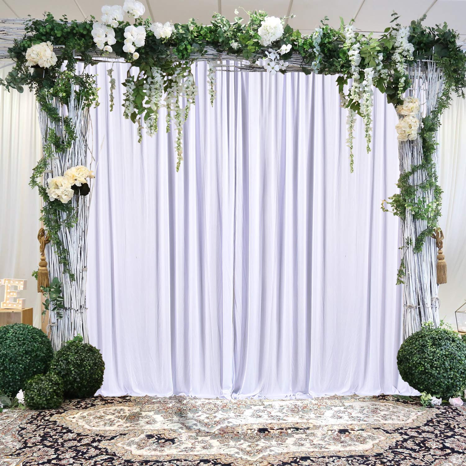10Ft X 7Ft White Backdrop Curtain For Parties Wedding White Wrinkle Free Backdrop Drapes Panels For Baby Shower Gender Reveal Bi