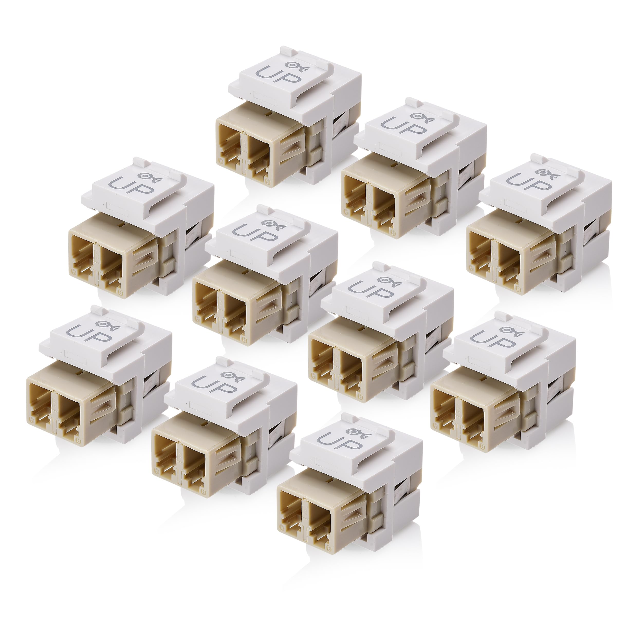 Cable Matters 10 Pack LC UPC Duplex Fiber Optic Keystone Coupler Jack, OM1/OM2/OM3/OM4 Multimode, OS2 Single Mode Support