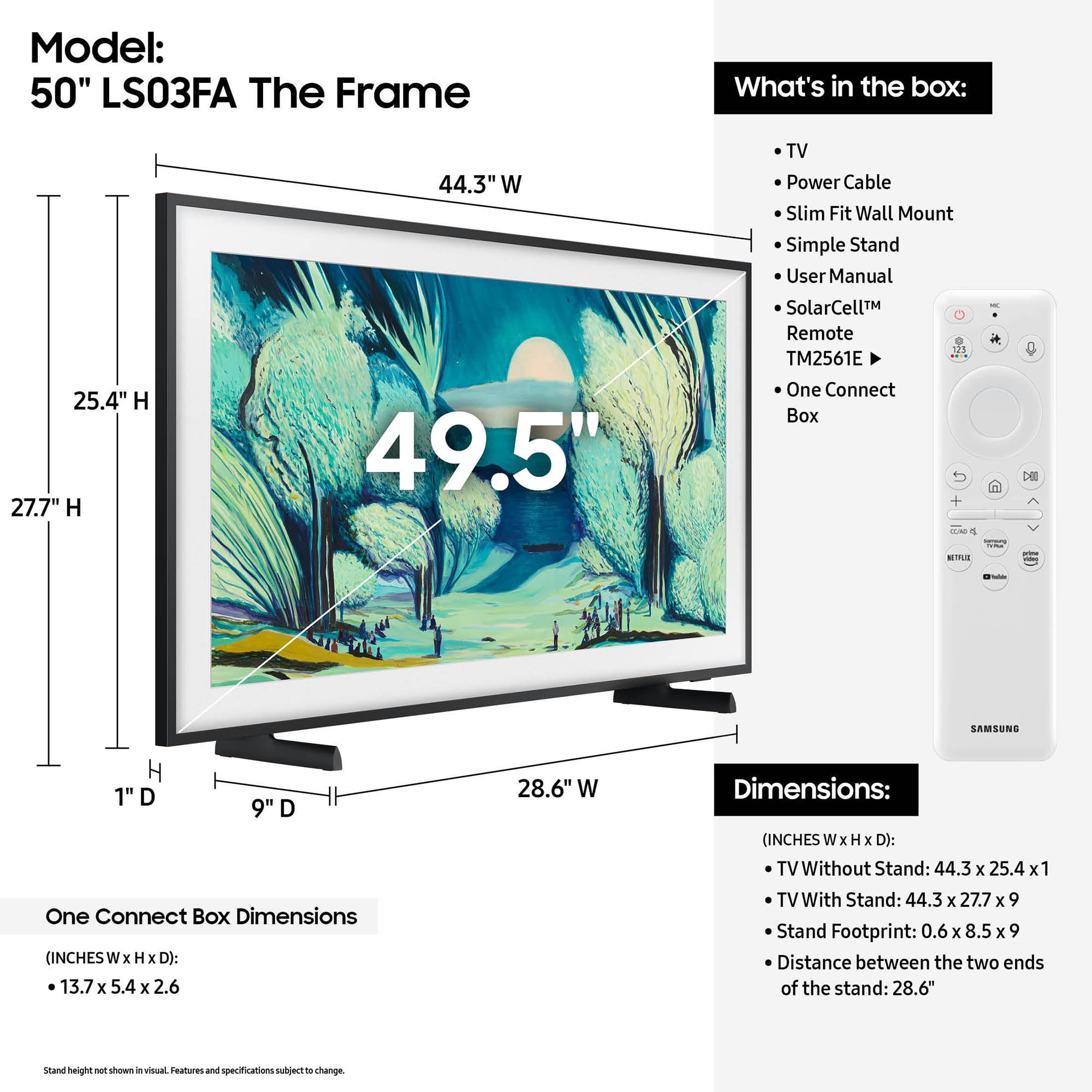 Samsung 50-Inch Class The Frame Ls03F 4K Qled Smart Tv (2025 Model) Modern Frame Design, Nq4 Ai Gen2 Processor, Art Mode, Artful