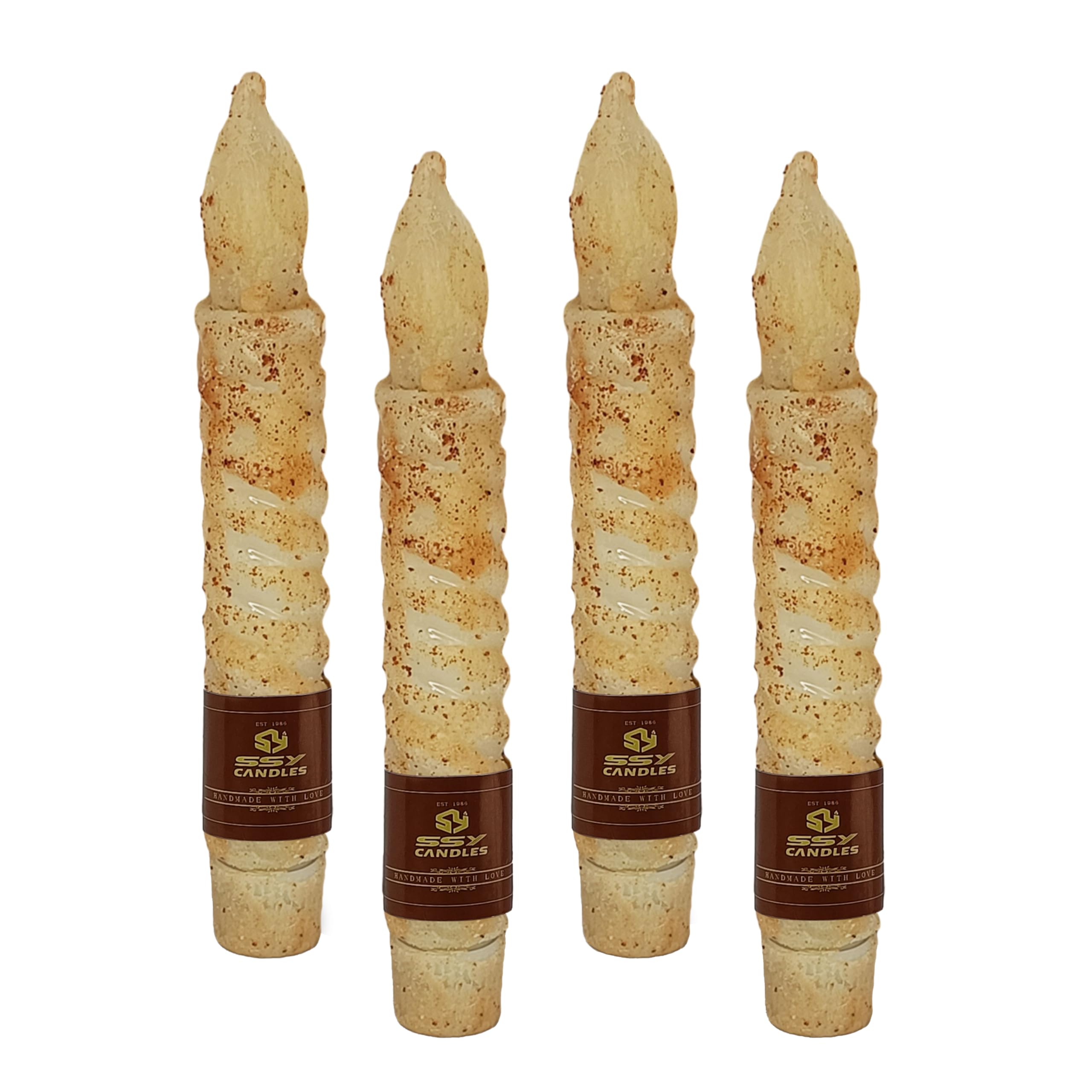 NjaoHoo LED Flameless Spiral Taper Candles with Remote, 6.5 Inches Khaki Candlesticks, Flickering Taper Candles, Battery Operate
