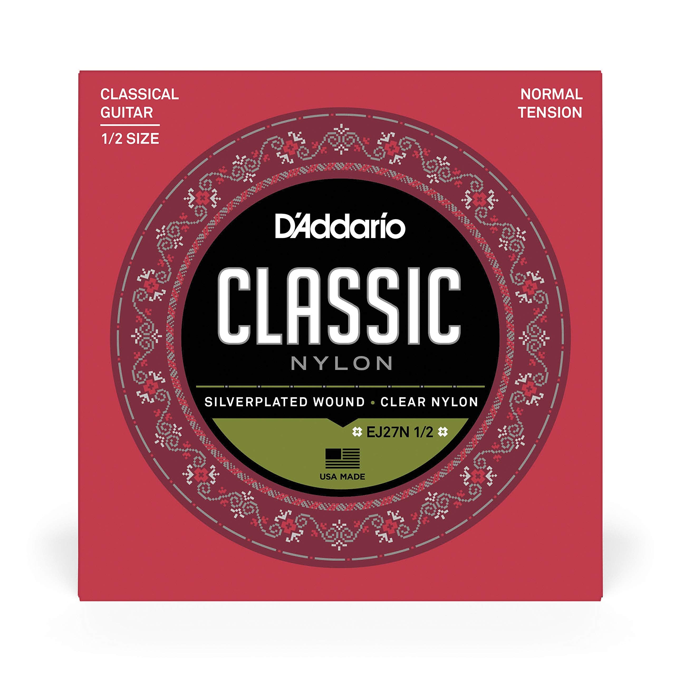 D'Addario Classical Guitar Strings   Classic Nylon Guitar Strings   Ej27N 1/2   Guitalele Strings   Silver Plated Wrap, Nylon Co
