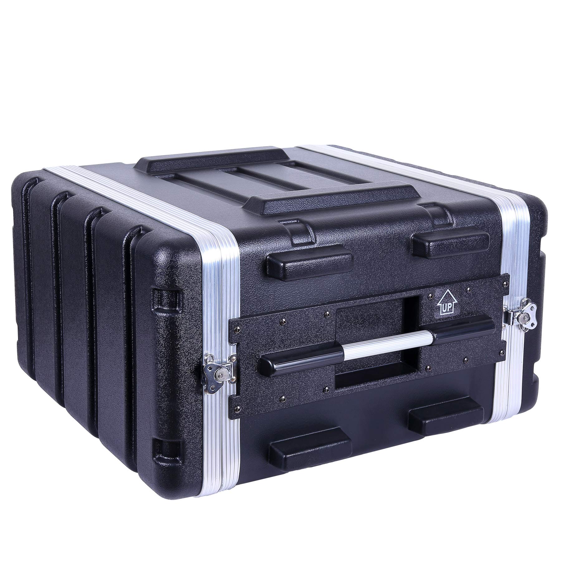 Crossrock Stackable 6U Rack Case, Standard 19.25    Depth, Polyethylene Hard-Shell Construction With Heavy Duty Hardware-Black(C