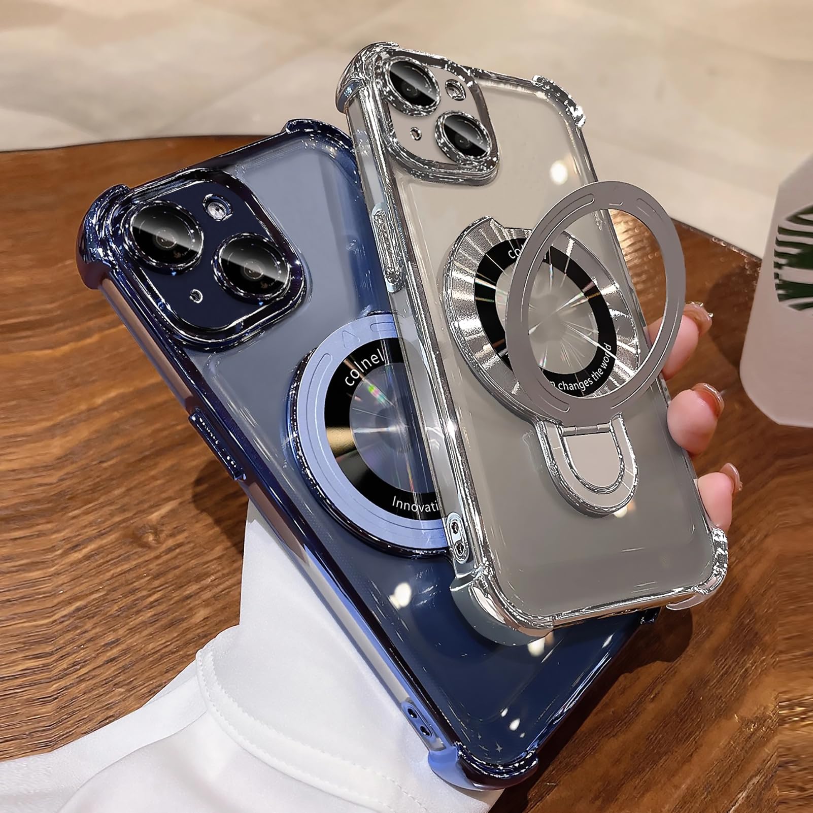 Uioeua For Iphone 15 Plus Case With Magnetic Ring Stand,[Compatible With Magsafe] Four Corners Shockproof [Military Grade Drop P