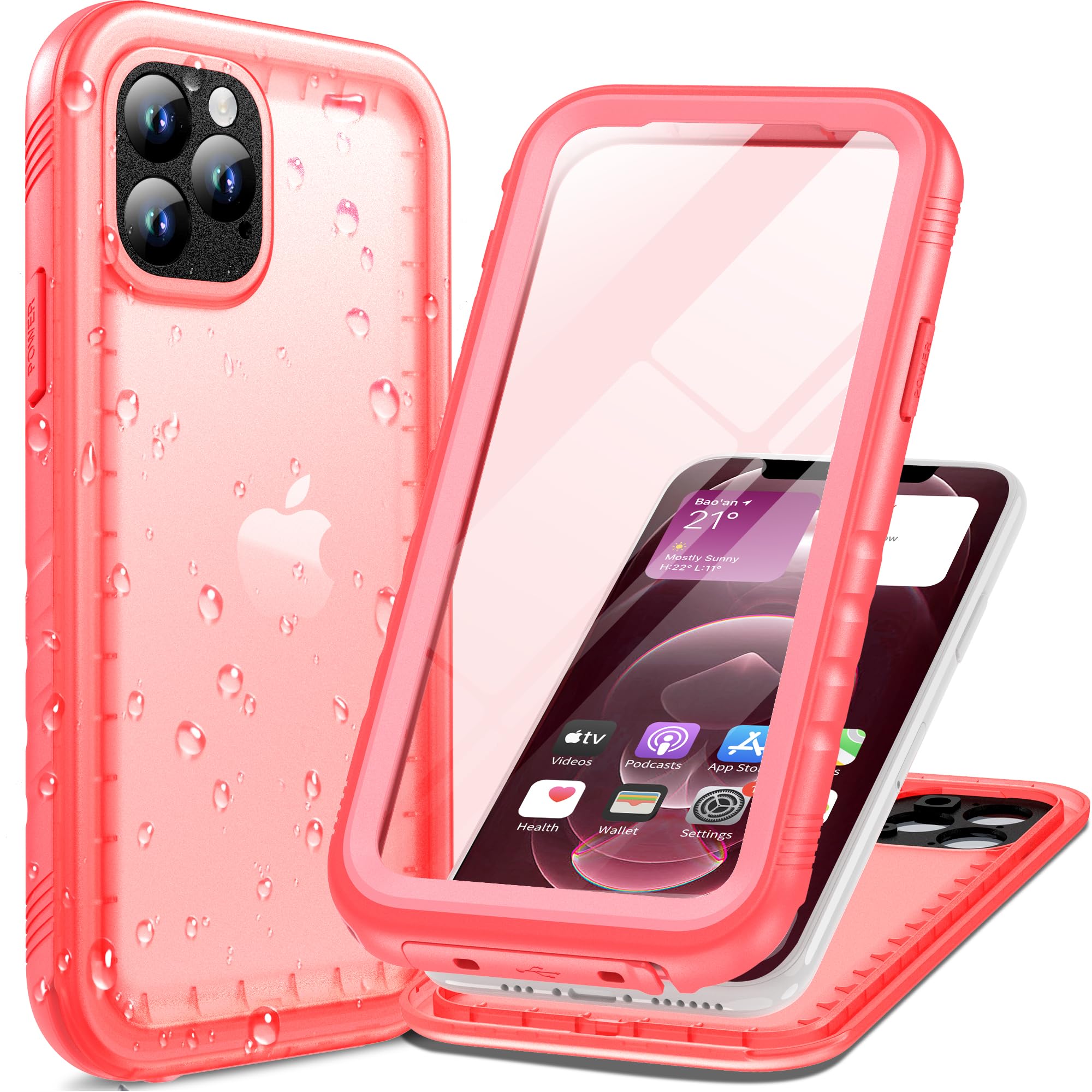 Cozycase Compatible with iPhone 12 Pro Max Case Waterproof, Built-in Screen Protector, Full Body Protective Cover, Shockproof Wa