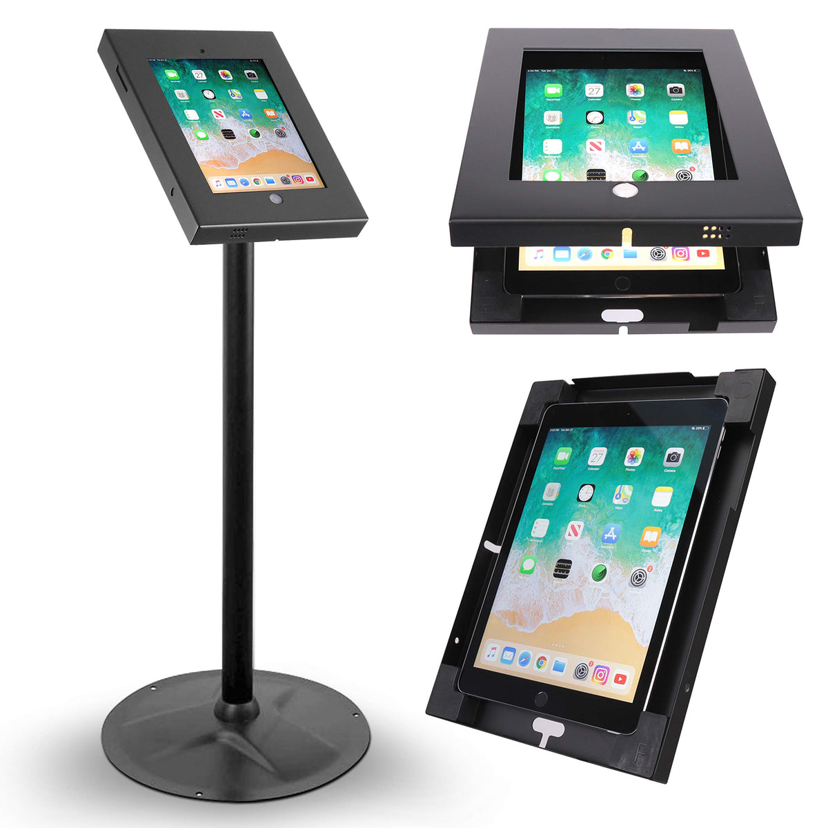 Pyle Anti Theft Tablet Security Stand Kiosk   Heavy Duty Aluminum Metal Floor Standing Mount Tablet Case Holder Display W/ 37.80