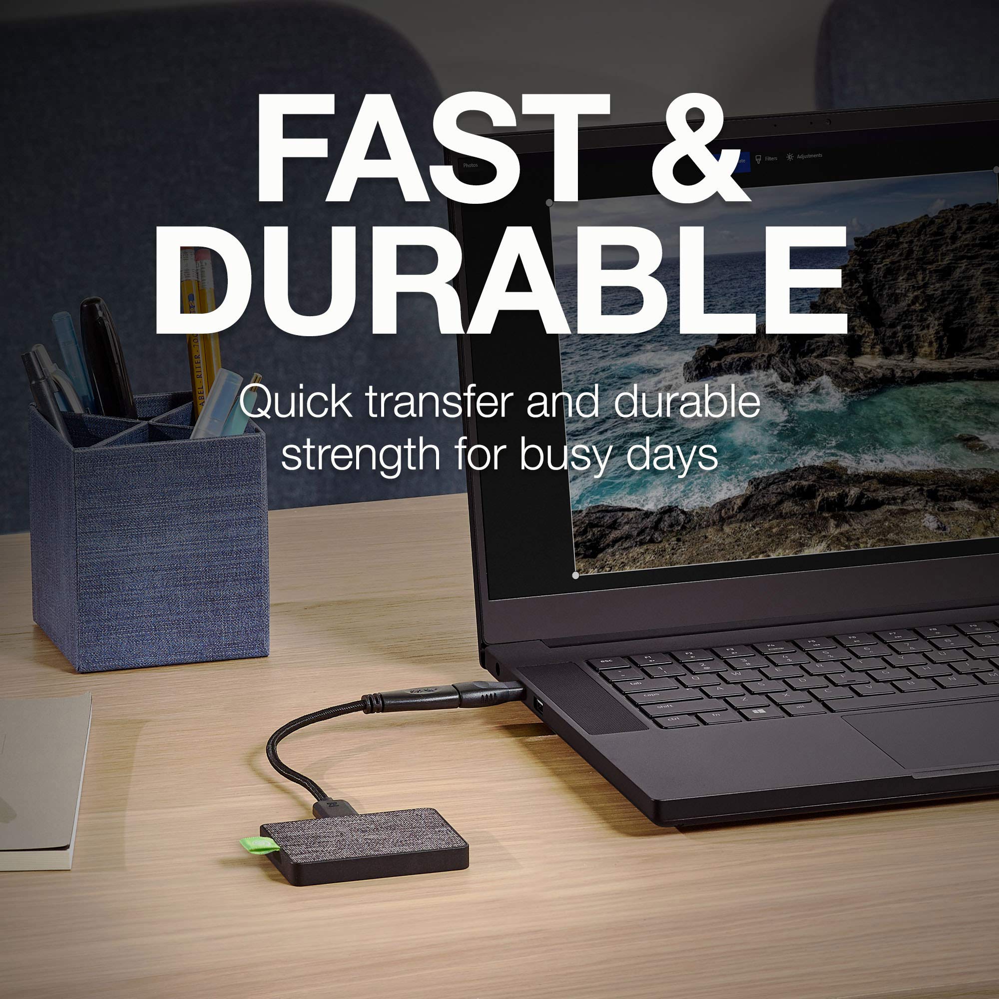 Seagate Ultra Touch SSD 1TB External Solid State Drive Portable   Black USB C USB 3.0 for PC MAC and Seagate Mobile Touch app for Android, Mylio, Adobe, & 3 Year Rescue Service (STJW1000401)