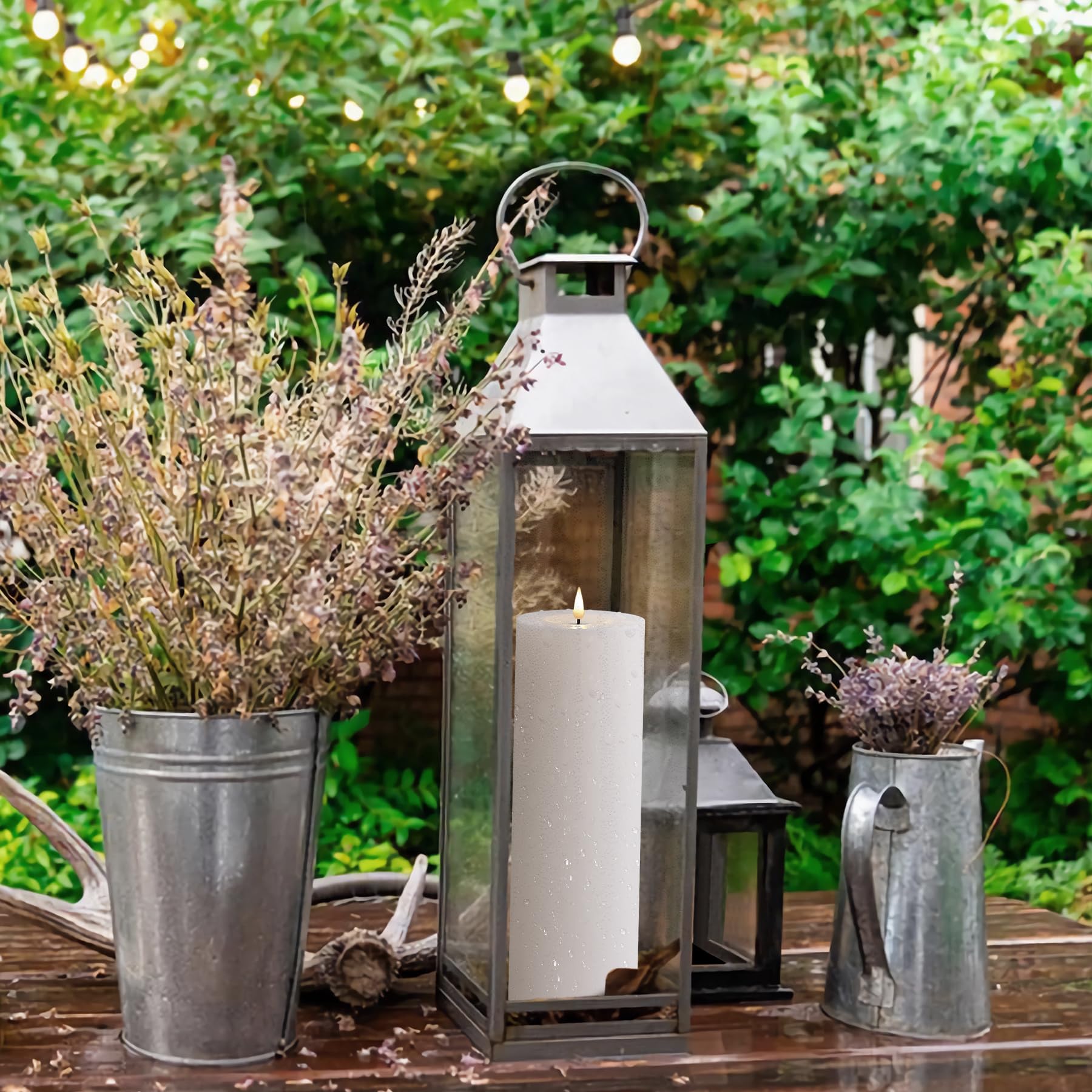 Zevanor 4'' X 12'' Flameless Led Waterproof Remote Pillar Candles, Timer Battery Operated Flickering Large Plastic White Outdoor