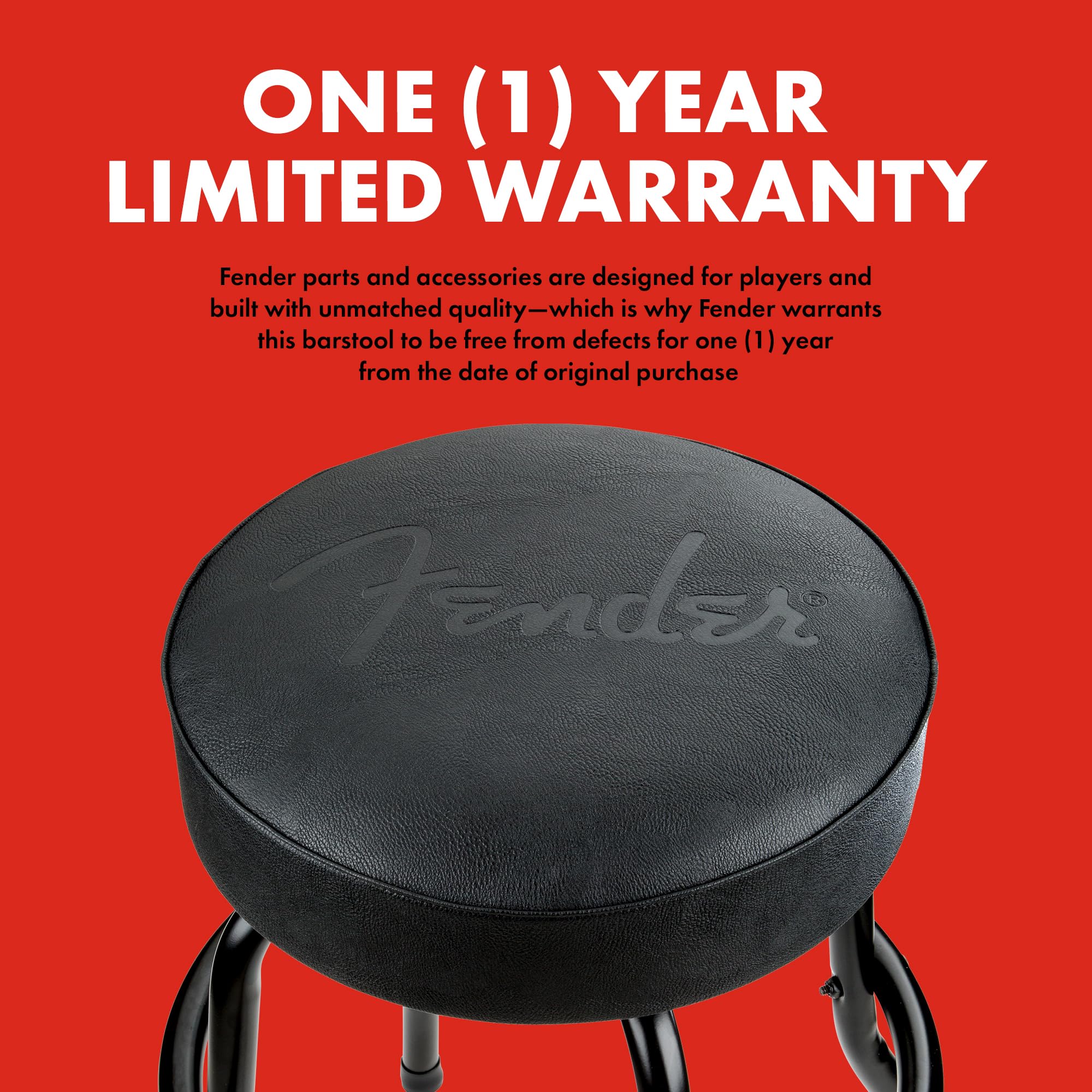 Fender Embossed Black Logo Swivel Barstool, Great Gifts For Dad, With 1 Year Limited Warranty, Simple Assembly, Black/Black, 24