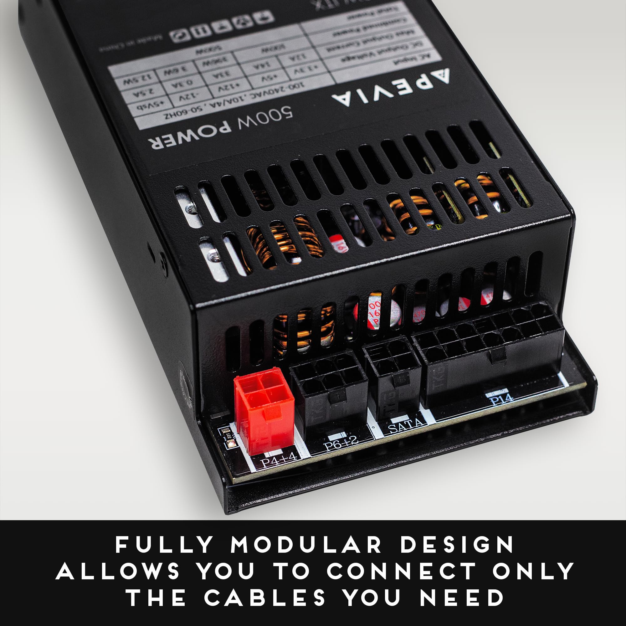 Apevia Itx Pfc500W Mini Itx/Flex Atx / 1U 500W Fully Modular Power Supply, Full Range Active Pfc 90 264V, Ac For Pos Aio System