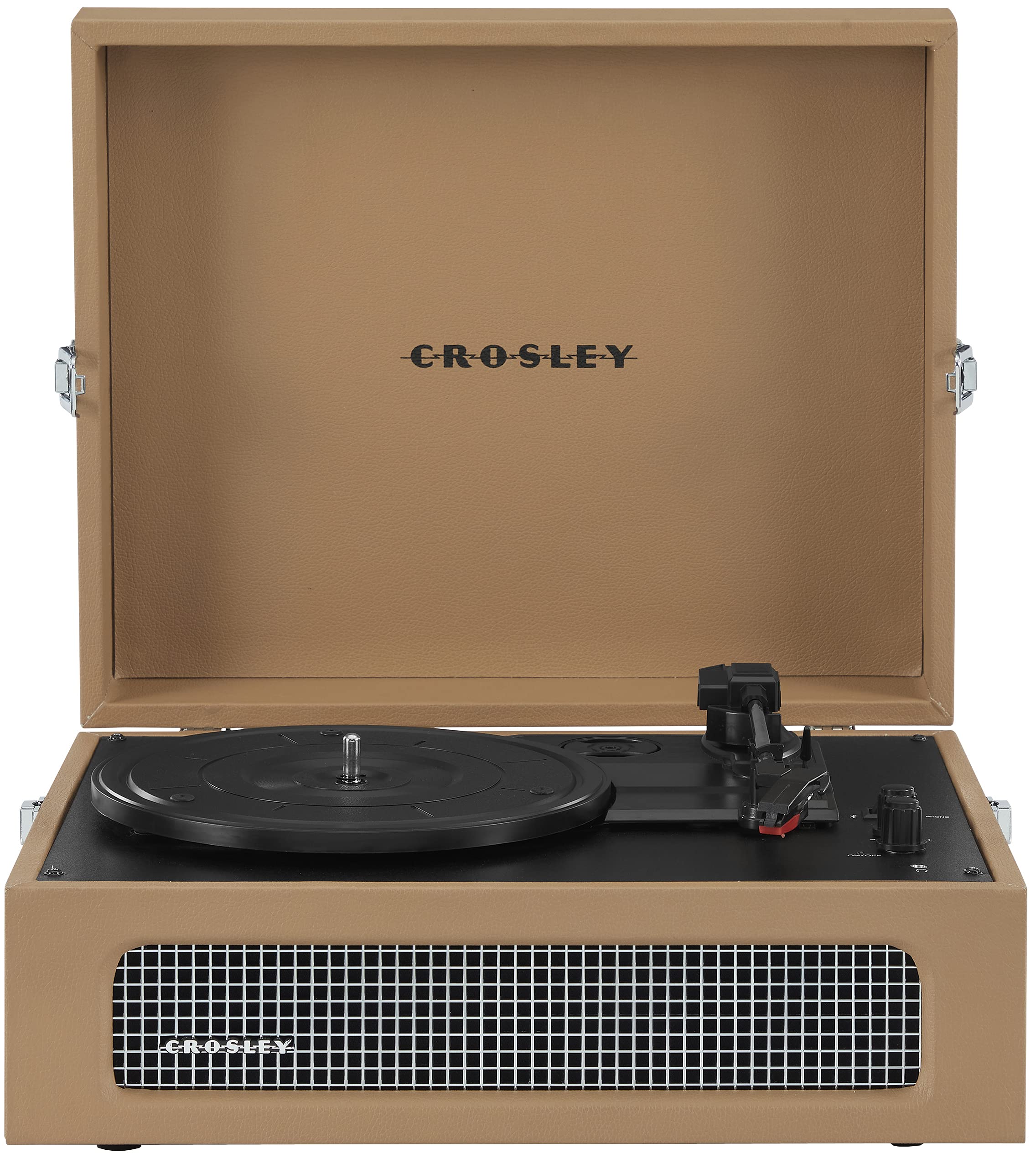 Crosley Cr8017B Ta Voyager Vintage Portable Vinyl Record Player Turntable With Bluetooth In/Out And Built In Speakers, Tan