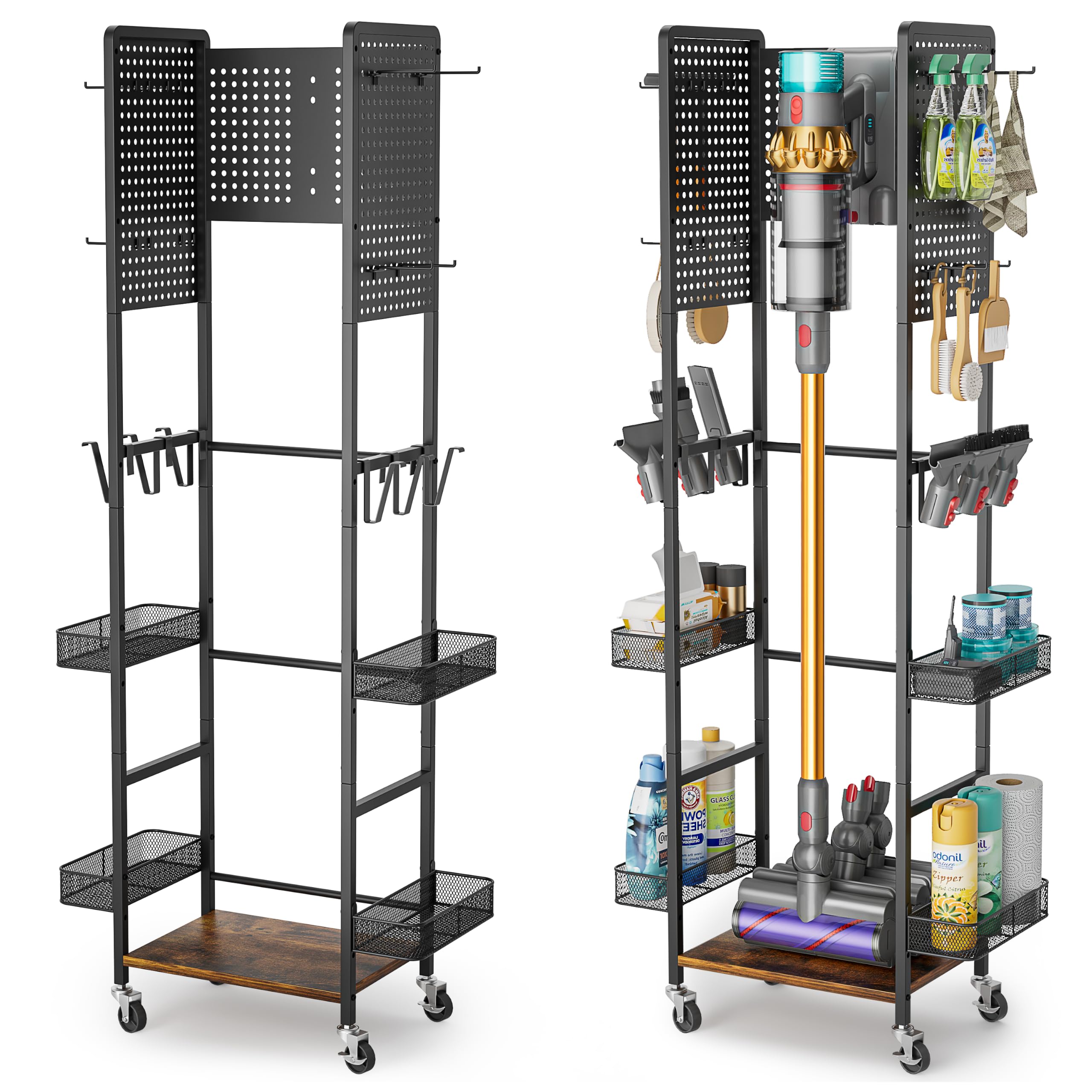 Vacuum Stand for Dyson V15 V12 V11 V10 V8 V7 V6 Gen5, Standing Dock with Attachment Holder, Vacuum Accessory Storage for Dyson R