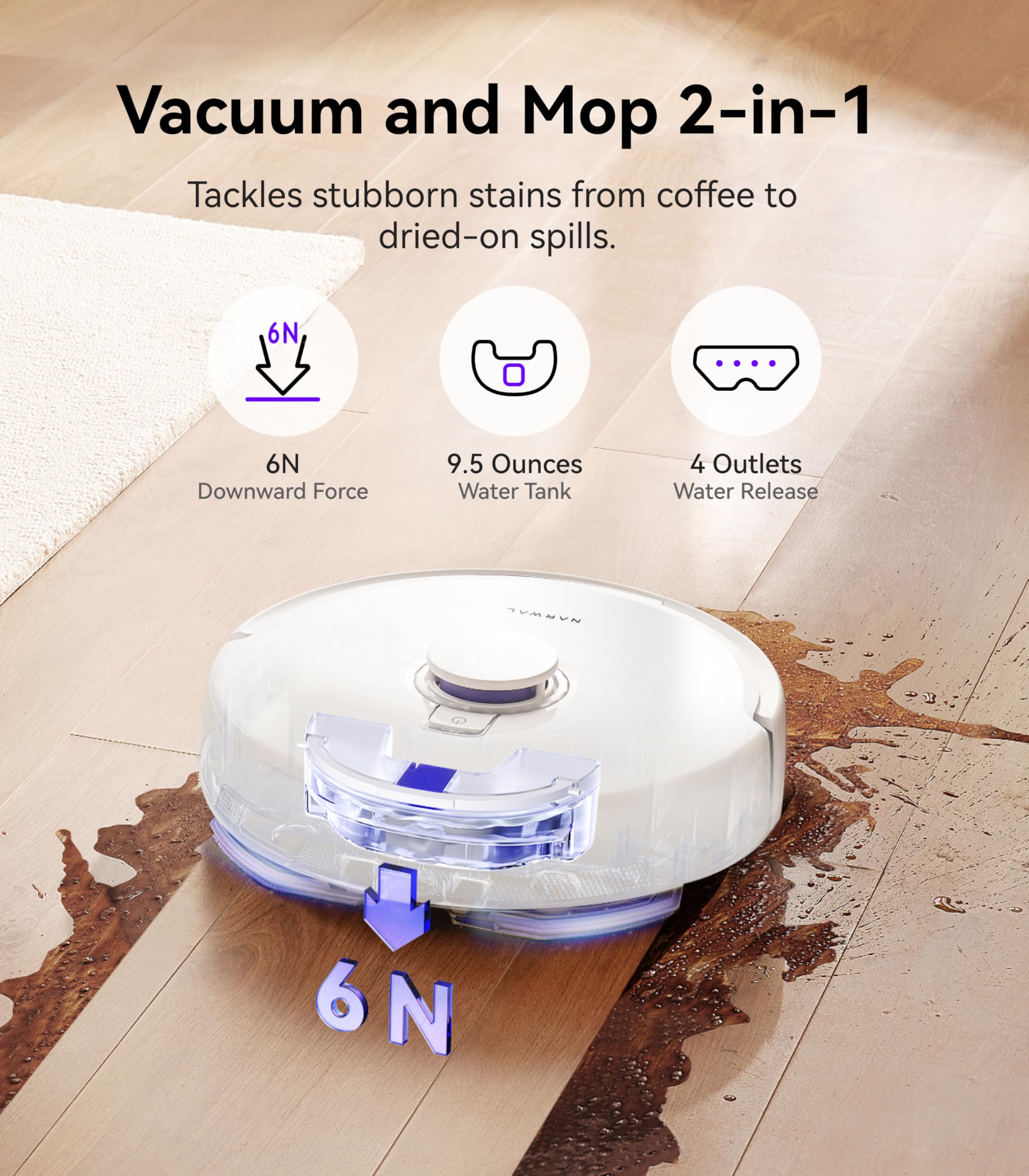 Narwal Freo X Plus Robot Vacuum And Mop, 7 Week Dust Storage, Zero Tangles, 7800Pa Suction, Mopping, Tri Laser Obstacle Avoidanc