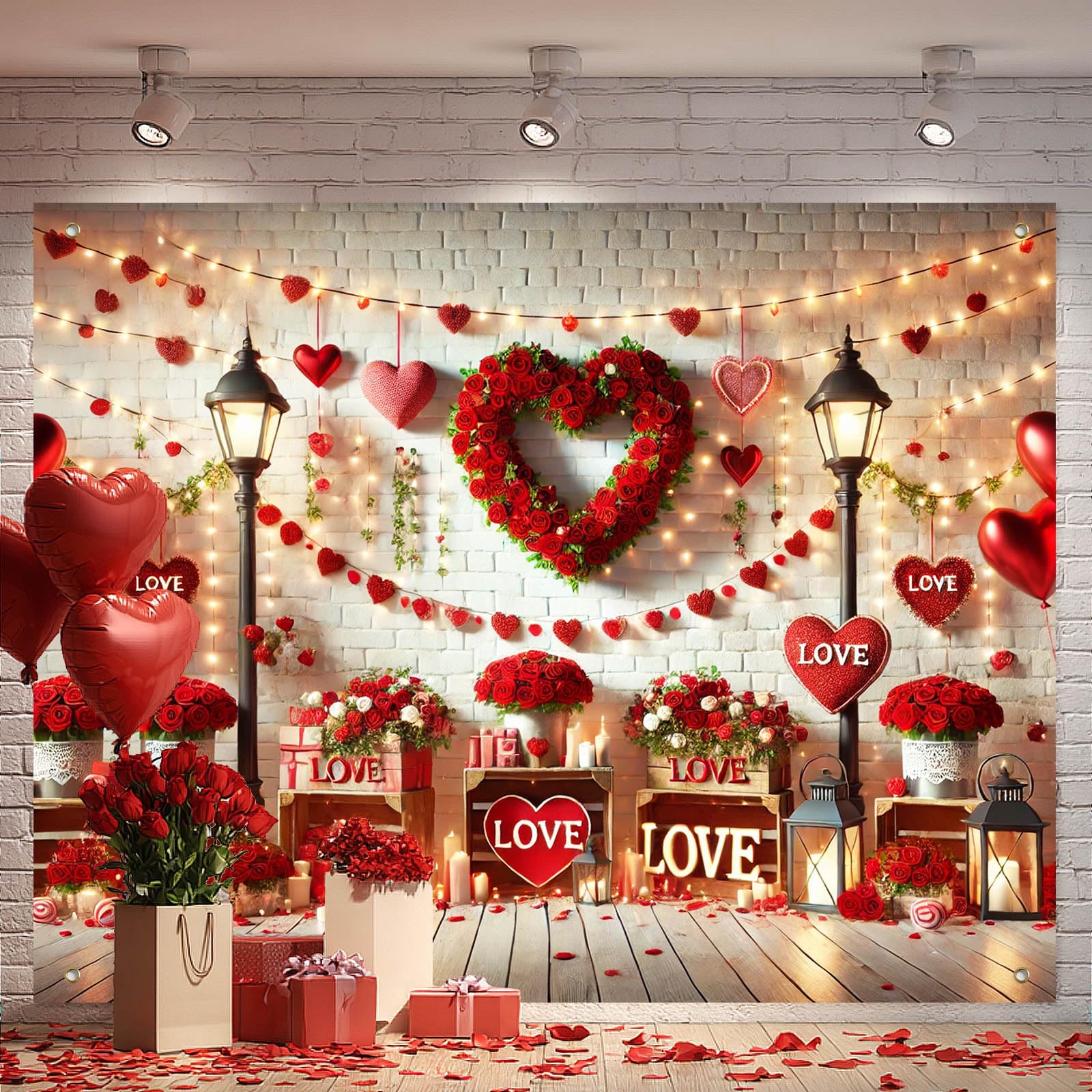 BlissYard Floral Heart Photography Backdrop 8x6FT Rose Love Scene for Valentines Day Decorations Wedding Anniversary Mothers Day