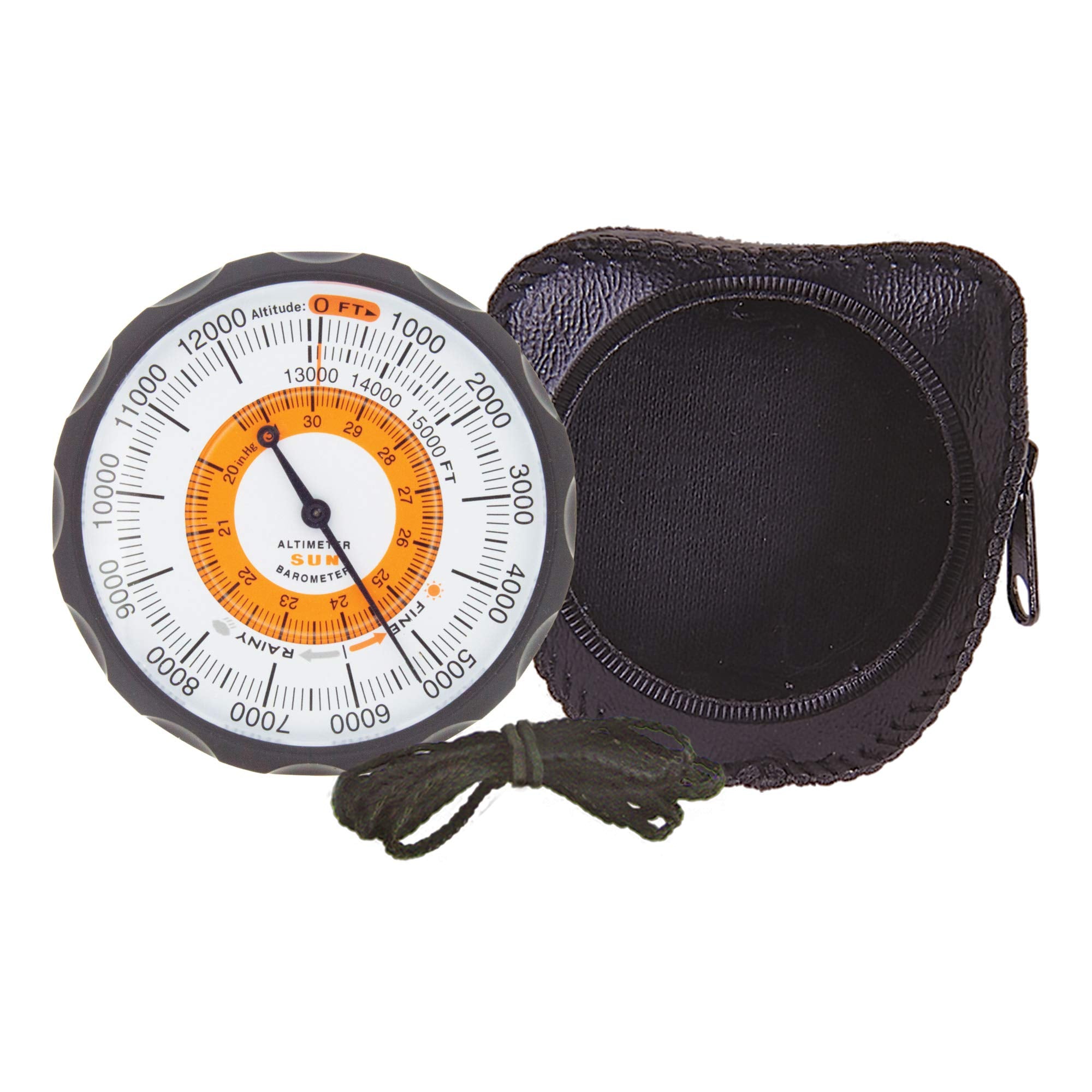 Sun Company Altimeter 202   Battery Free Altimeter And Barometer | Weather Trend Indicator With Soft Leather Case | Reads Altitu