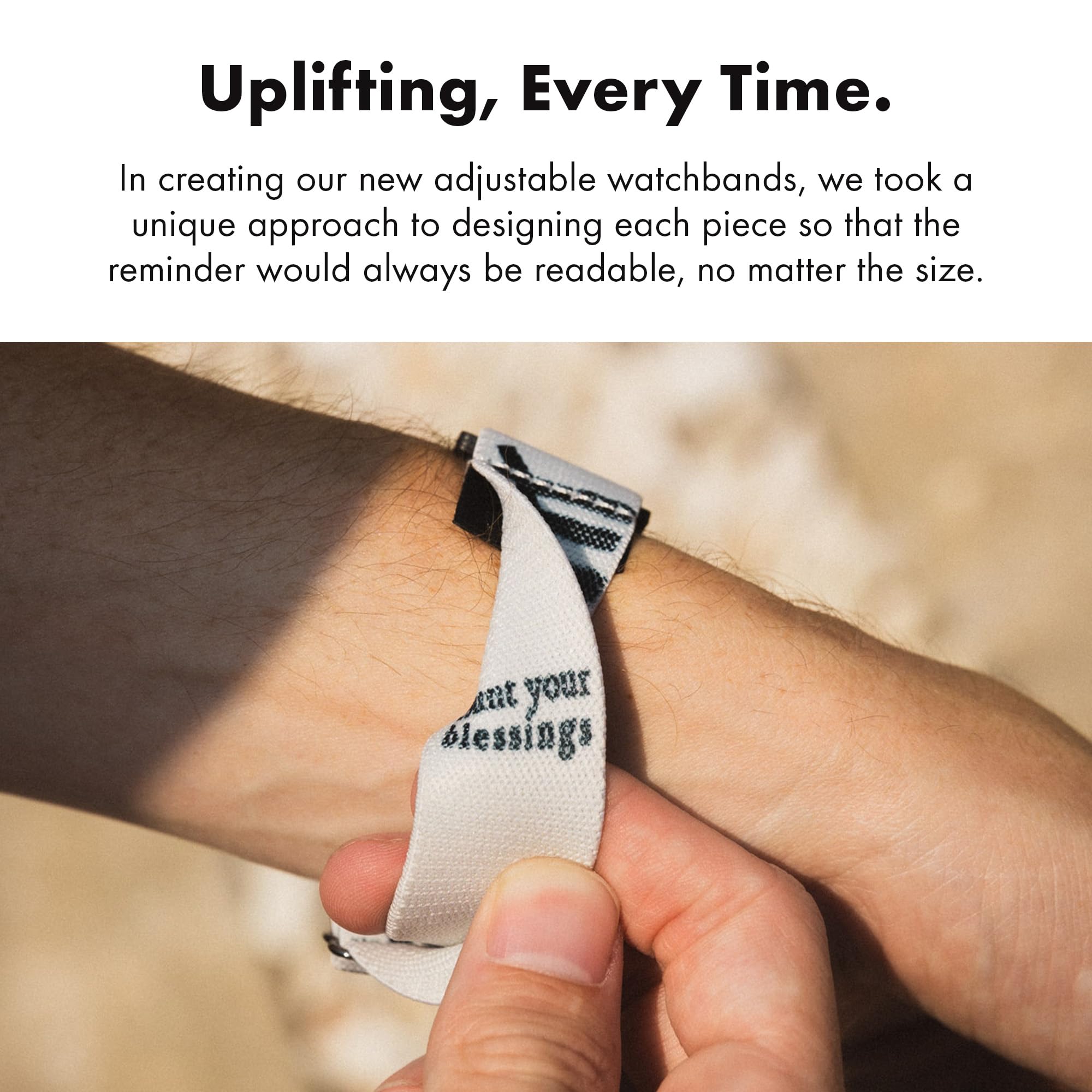 Zox Android Smart Watch Band - Count Your Blessings | Soft, Adjustable Elastic Band With Motivational Affirmations And Beautiful