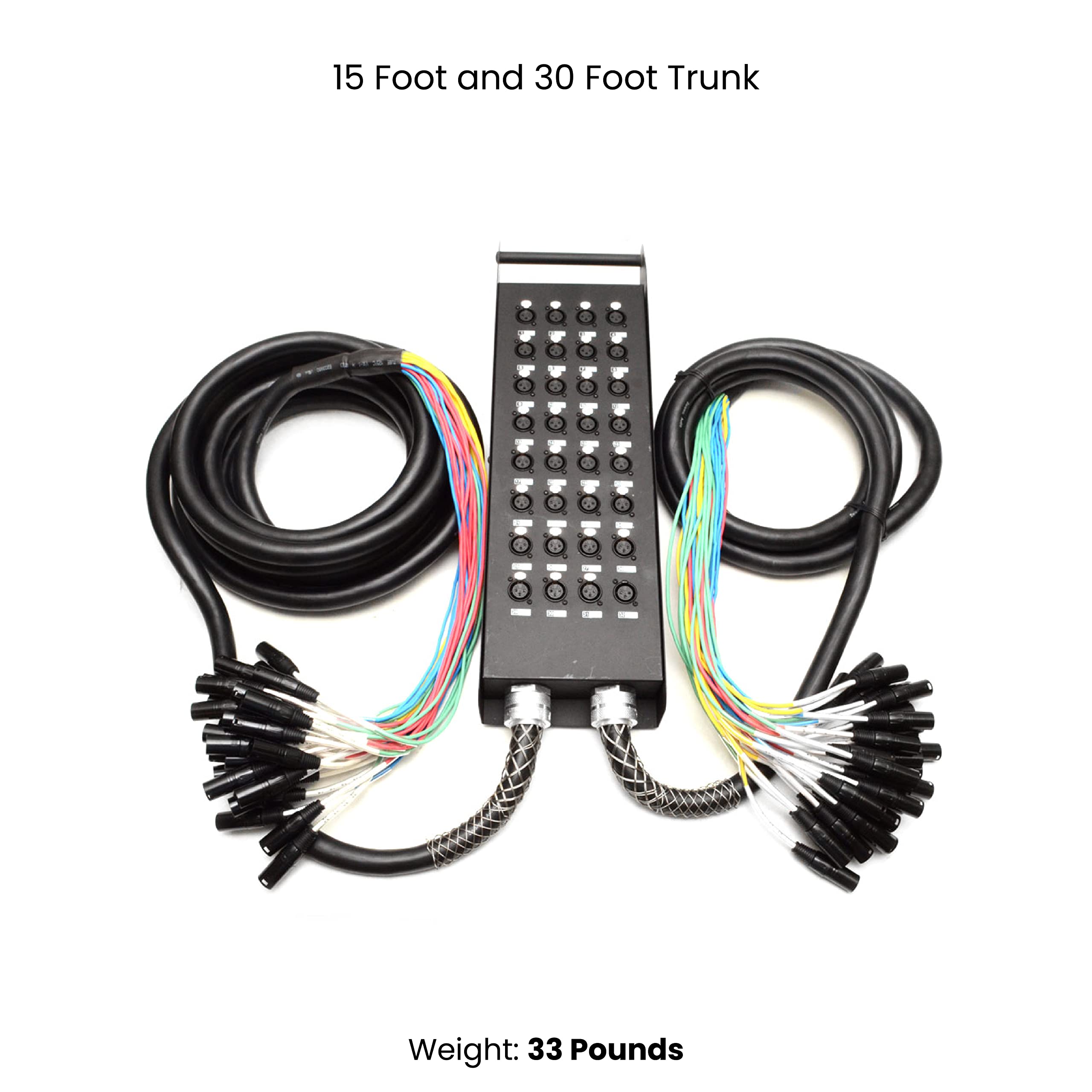 Seismic Audio - New 32 Channel Xlr Send Splitter Snake Cable With Box - Two Trunks 15' And 30' Fantails - Pro Audio Stage, Studi