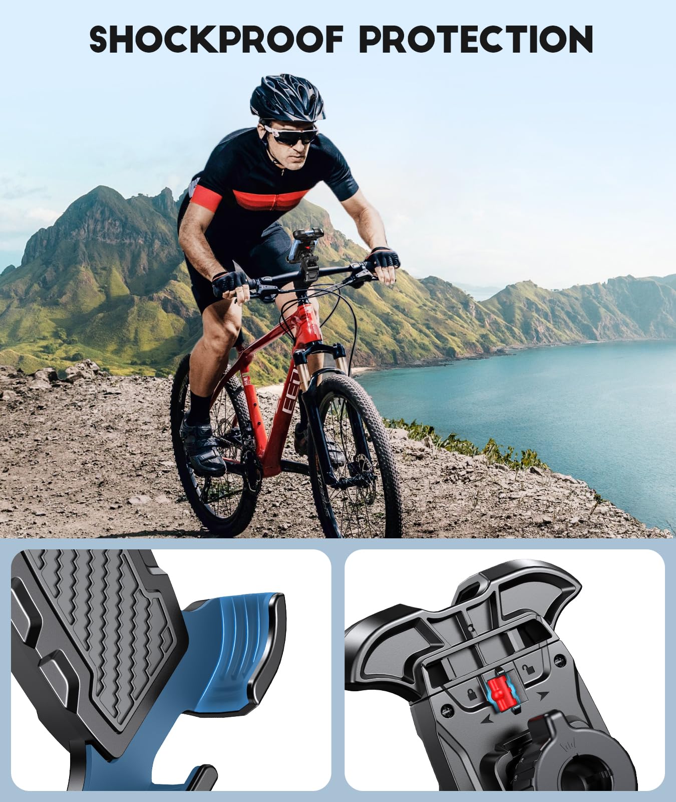 Viccux Motorcycle Phone Mount, [Heavy Duty Clamp] & [All Around Secure] Phone Holder For Bike Motorcycle Bicycle Scooter Handleb