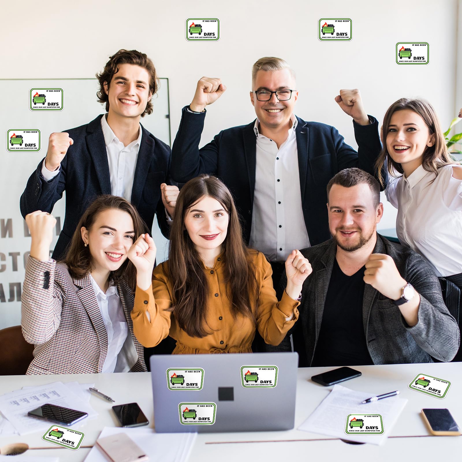 Watersay 200 Pcs Dumpster Fire Day Count Sticker Bulk Funny Meme Waterproof Vinyl Die-Cut Decal Dumpster Fire Motivation Respons