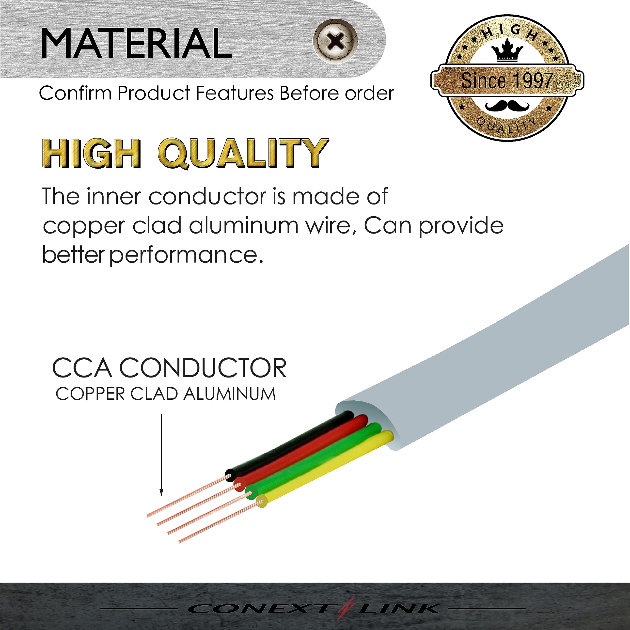 Conext Link Rj11 6P4C Modular Telephone Extension Cable Phone Cord Line Wire (100 Feet, Grey) (33223)