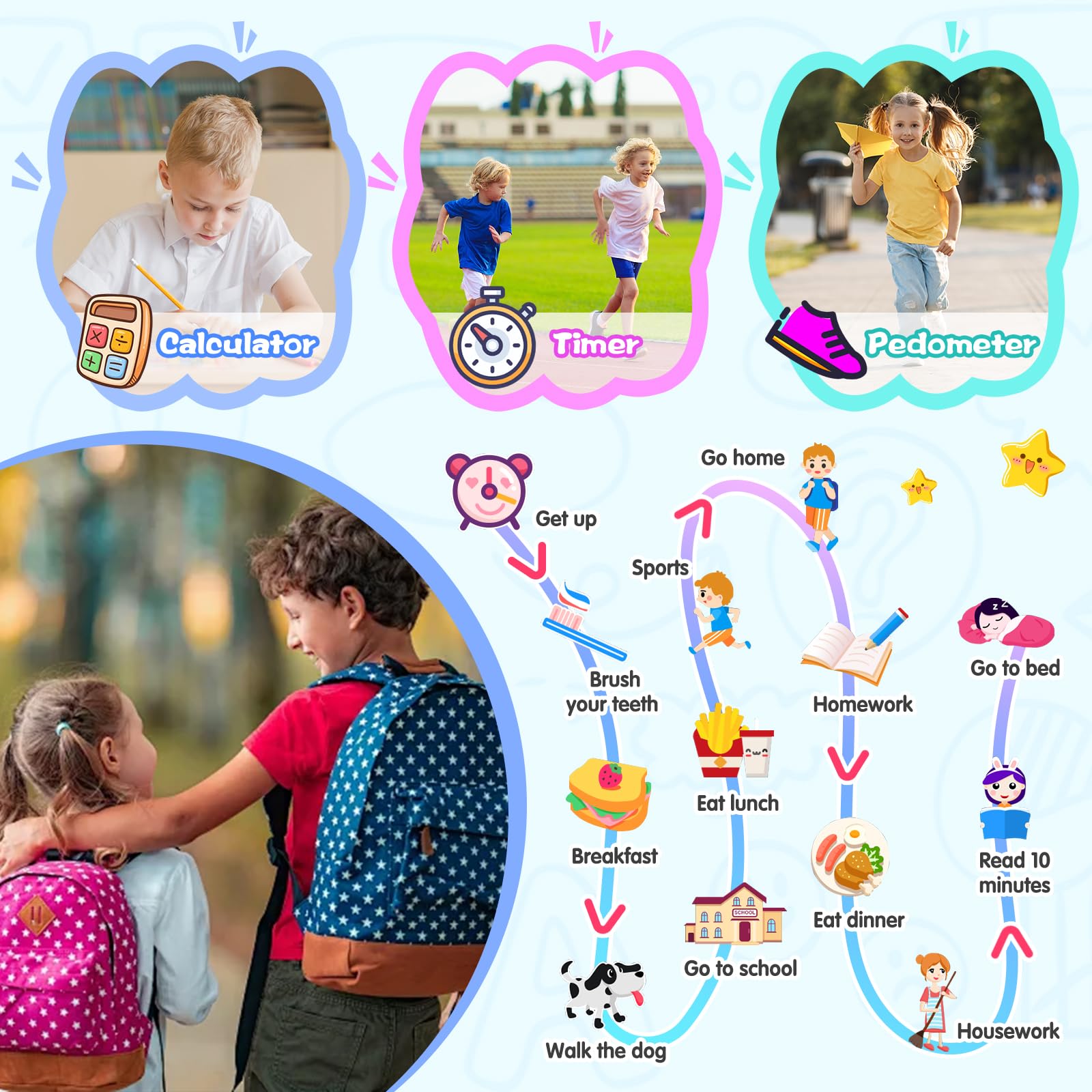 Xipax Smart Watch For Kids Suitable For Boys And Girls 4-12 Years With 19 Games Camera Video Music Alarm Clock Audiobook Learn C