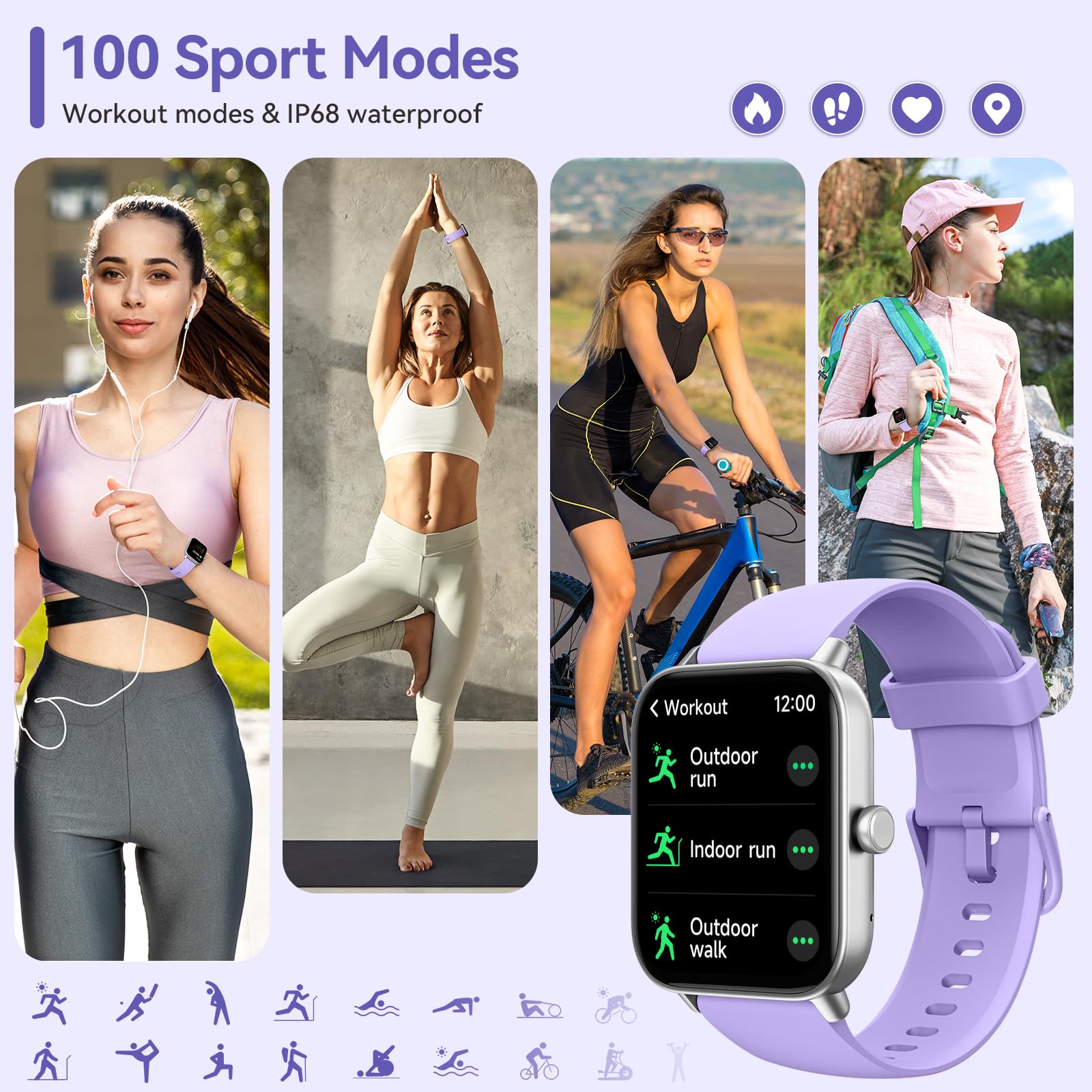 Smart Watch, Alexa Built In, Stable Bluetooth Call, 2024 Newest Fitness Tracker With Heart Rate/Spo2/Stress/Sleep Monitor, 100 S