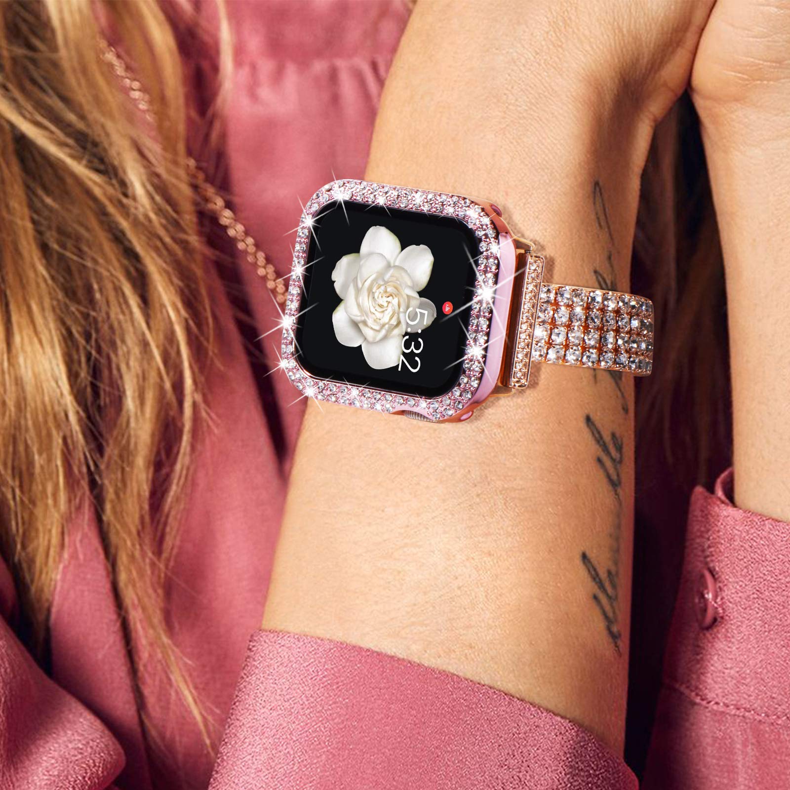 Kades Compatible For Bling Apple Watch Protective Case With Built In Screen Protector For Apple Watch 41Mm Series 9 Series 8 Ser